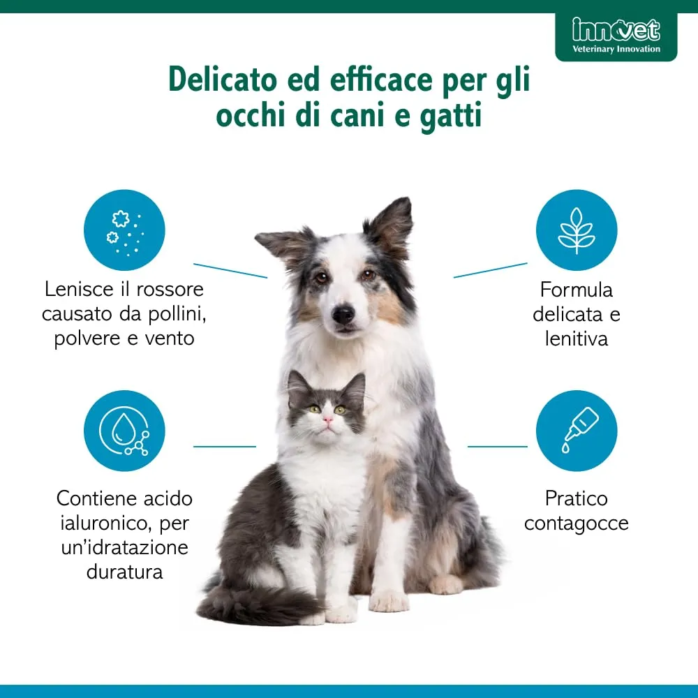 Innovet Oculvet Gocce 10 ml - Gocce Oftalmiche Lenitive e Lubrificanti per Cani e Gatti - immagine 3