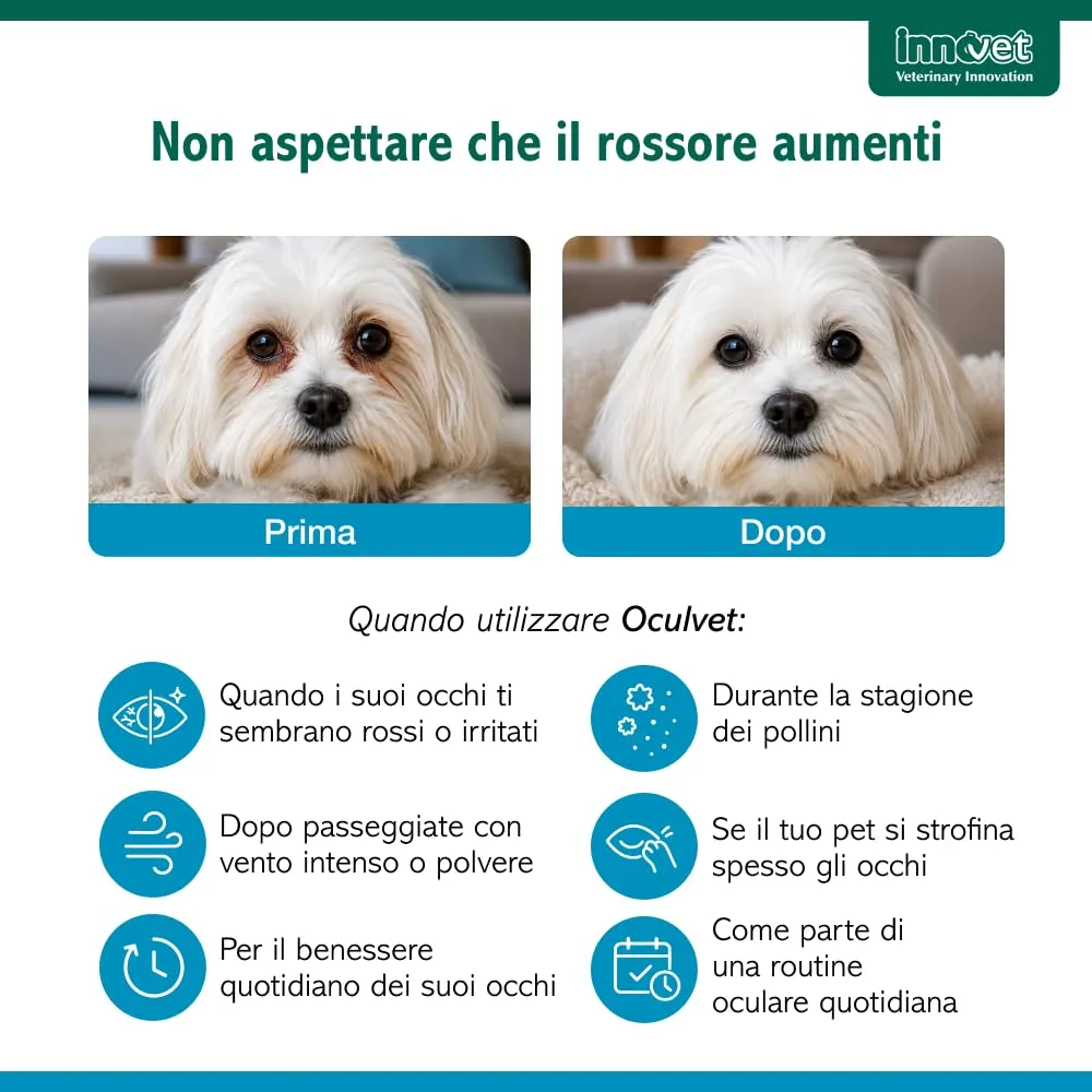 Innovet Oculvet Gocce 10 ml - Gocce Oftalmiche Lenitive e Lubrificanti per Cani e Gatti - immagine 4