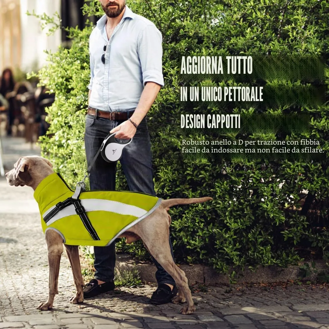 Oslueidy Cappotto Impermeabile per Cane con Harness, Giacca Invernale Calda e Antivento, 2XL - immagine 4