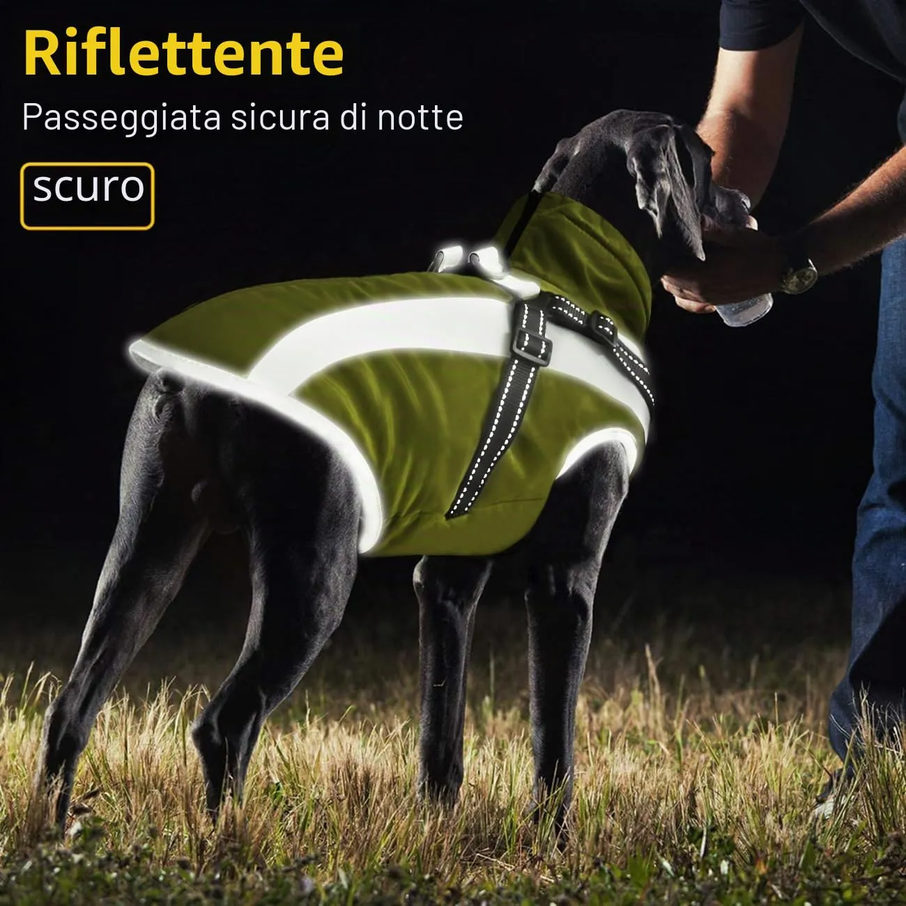 Oslueidy Cappotto Impermeabile per Cane con Harness, Giacca Calda Antivento per Cani Piccola, Media e Grande Taglia, 4XL, Verde - immagine 7