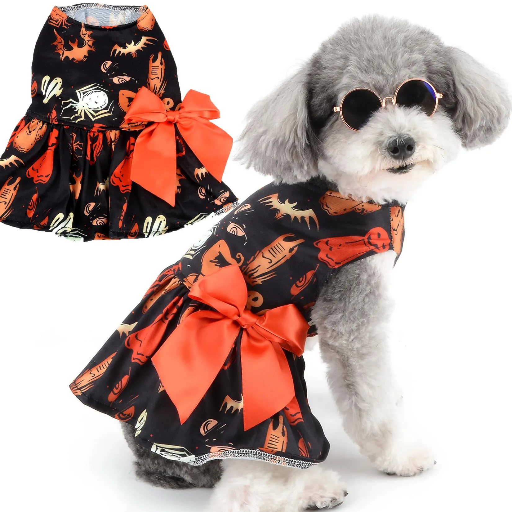 Zunea Abiti di Halloween per Cani di Piccola Taglia e Gatti, Fantasmi Pipistrelli e Ragni, Costume per Cuccioli - immagine 1