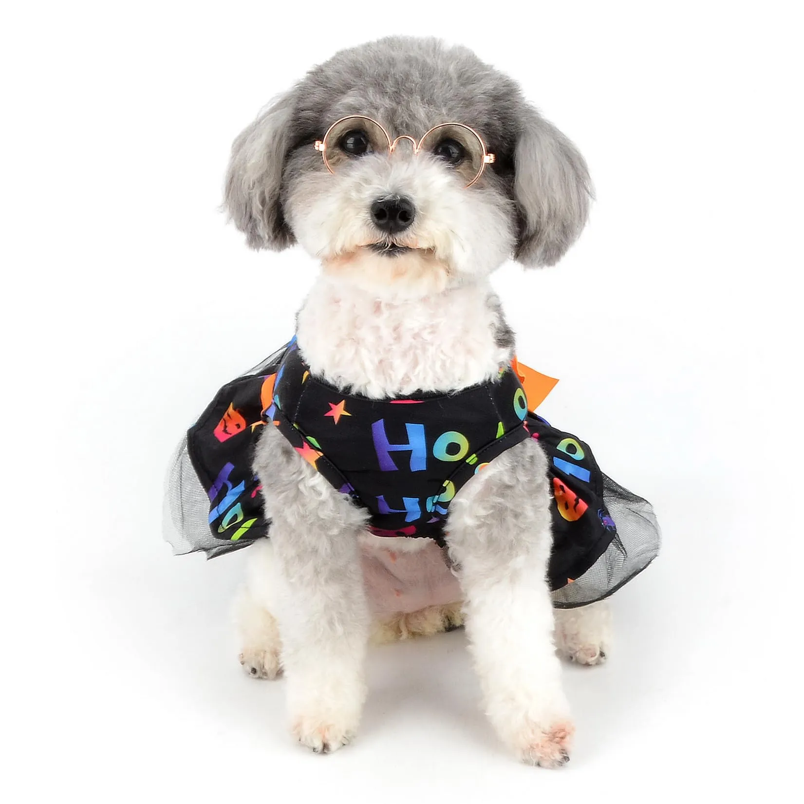 Zunea Costumi di Halloween per cani e gatti di piccola taglia, gonna in pizzo con fiocco e motivi a tema Halloween - immagine 7