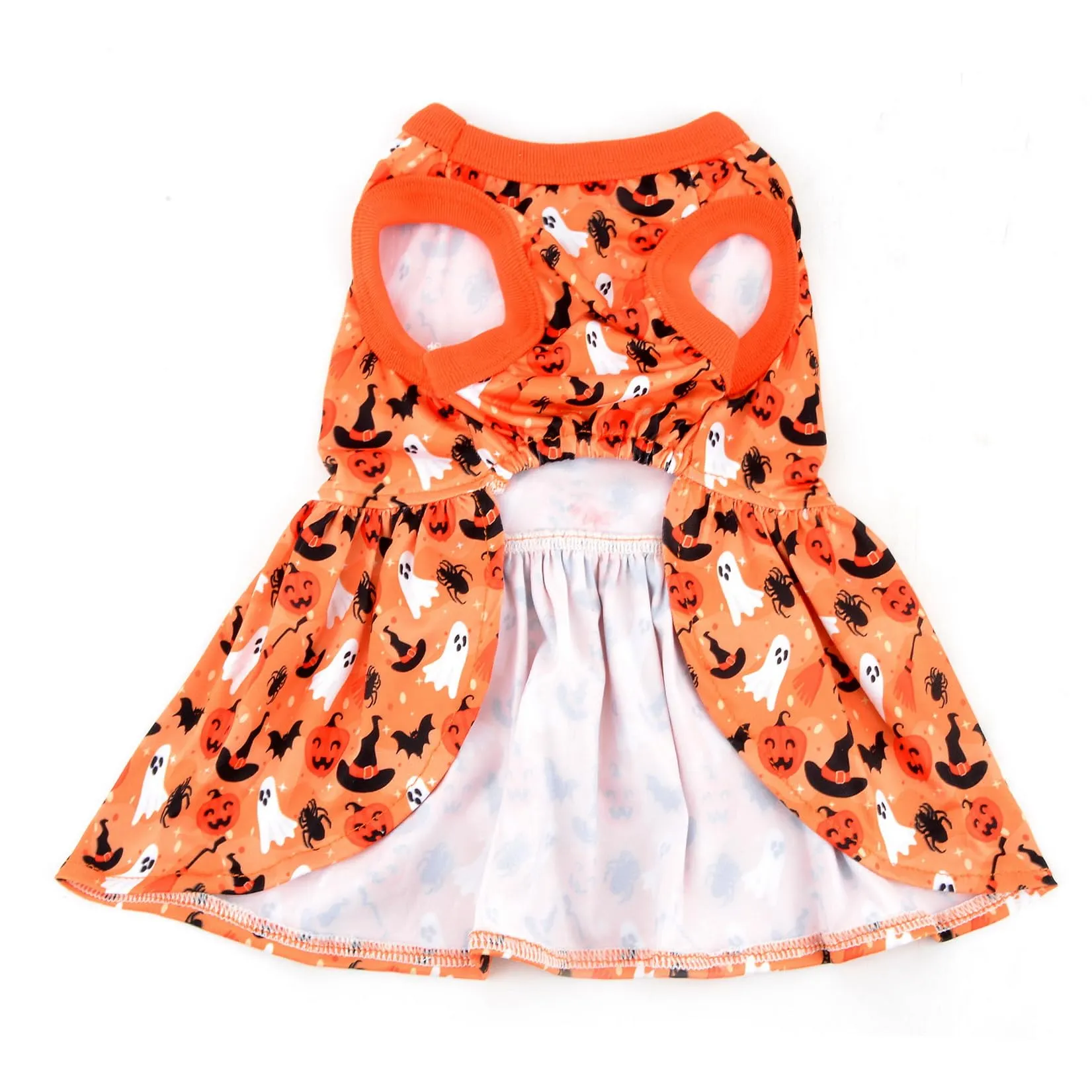 Zunea Vestito di Halloween per cani e gatti di piccola taglia, costume zucca, fantasmi, pipistrello, ragno con fiocco - immagine 4