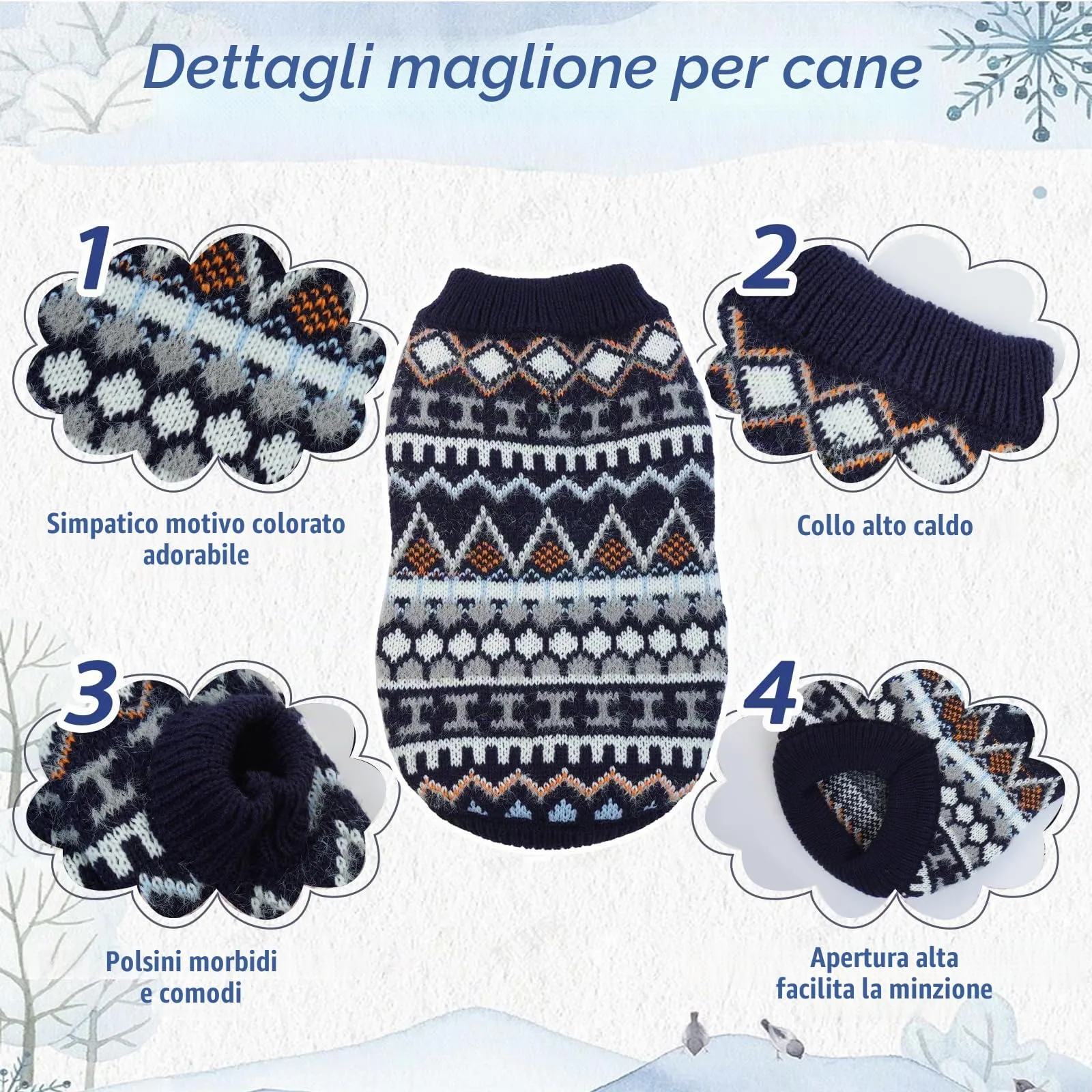 Hjumarayan Maglione Cane Boho Elasticizzato, Blu Navy XL - immagine 4
