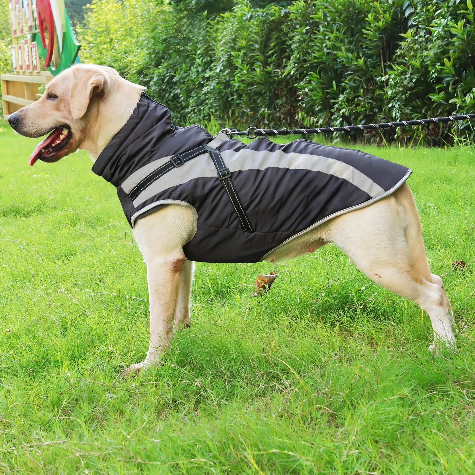 Oslueidy Cappotto Impermeabile per Cane con Harness, Giacca Invernale Antivento per Cani di Piccola e Media Taglia, 6XL - immagine 7