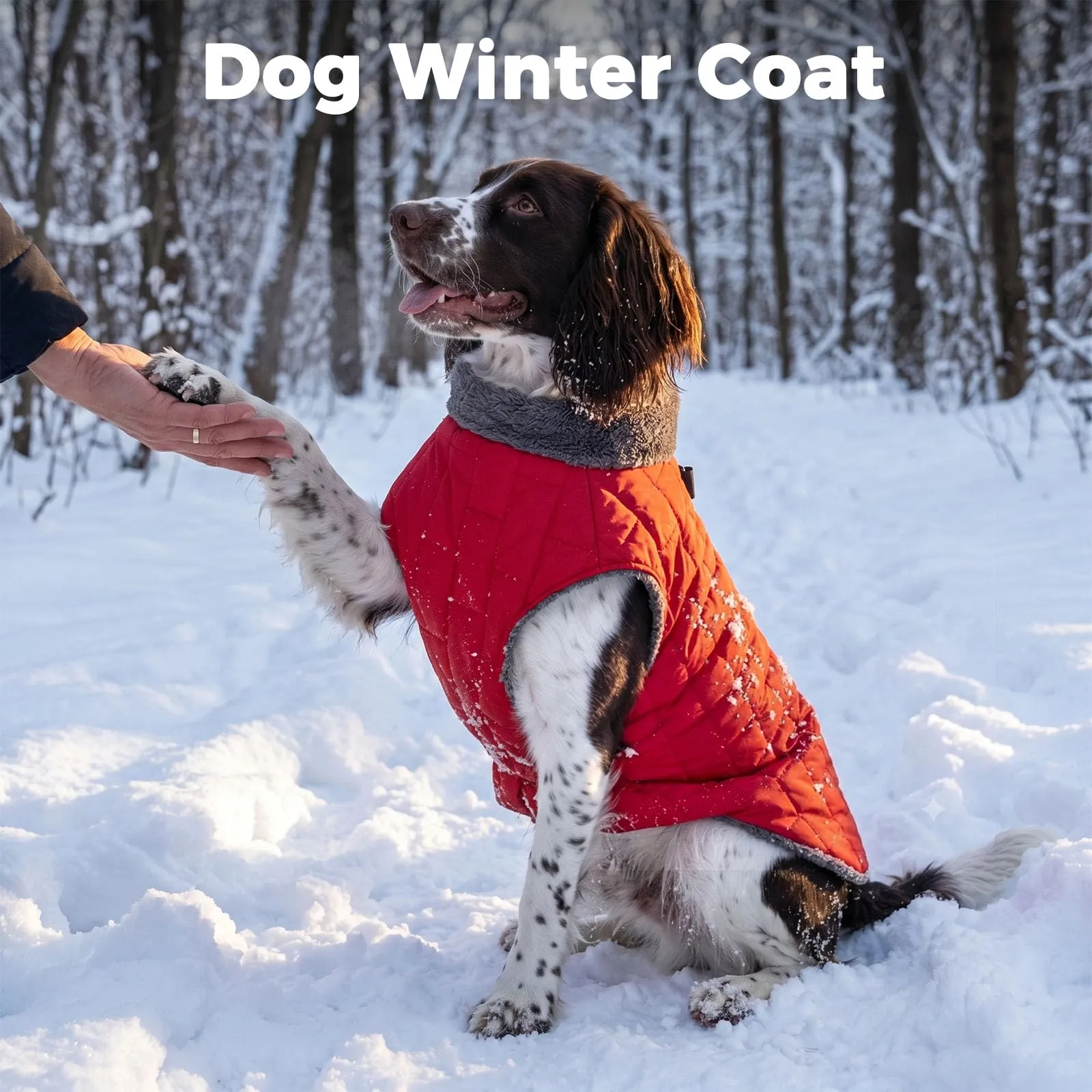 JoyDaog Cappottino per cani in pile con imbracatura, giacca impermeabile invernale, rosso, XL - immagine 2