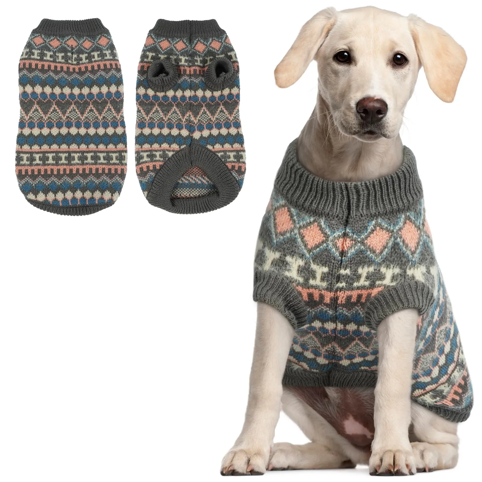 Hjumarayan Maglione Natalizio per Cane, Maglia Elasticizzata a Coste, Grigio XXL - immagine 1