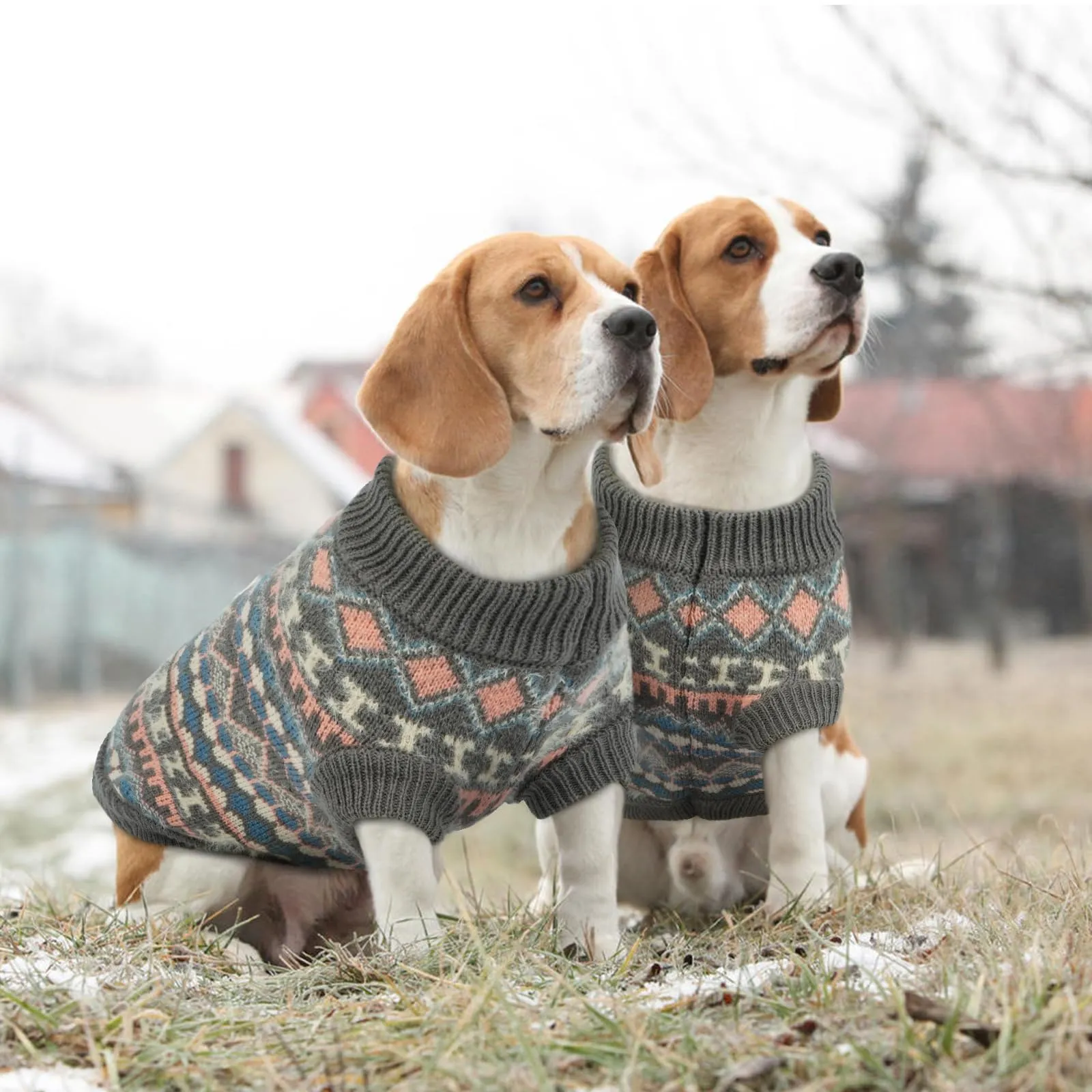 Hjumarayan Maglione Natalizio per Cane, Maglia Elasticizzata a Coste, Grigio XXL - immagine 7