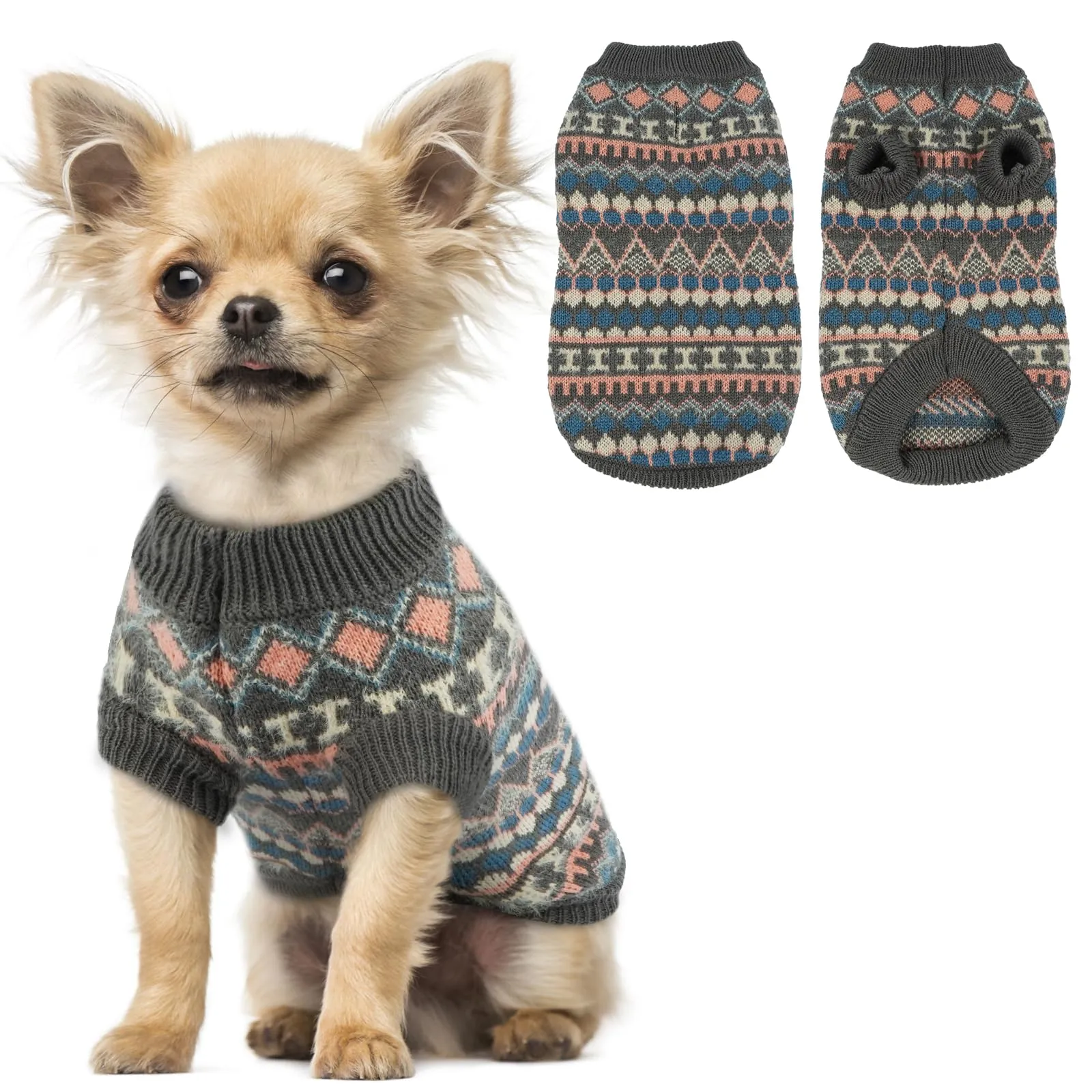 Hjumarayan Maglione per Cane Boho in Maglia, Grigio, Taglia S - immagine 1