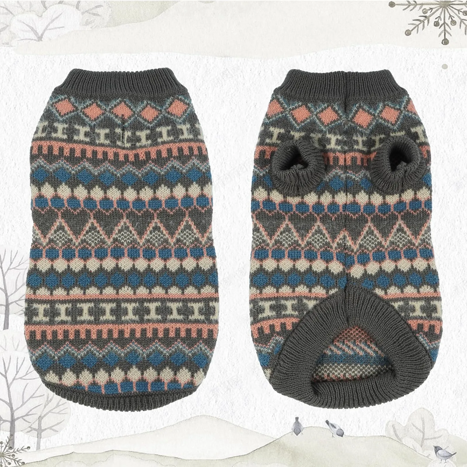 Hjumarayan Maglione Natalizio per Cane in Maglia Elasticizzata, Grigio XL - immagine 3