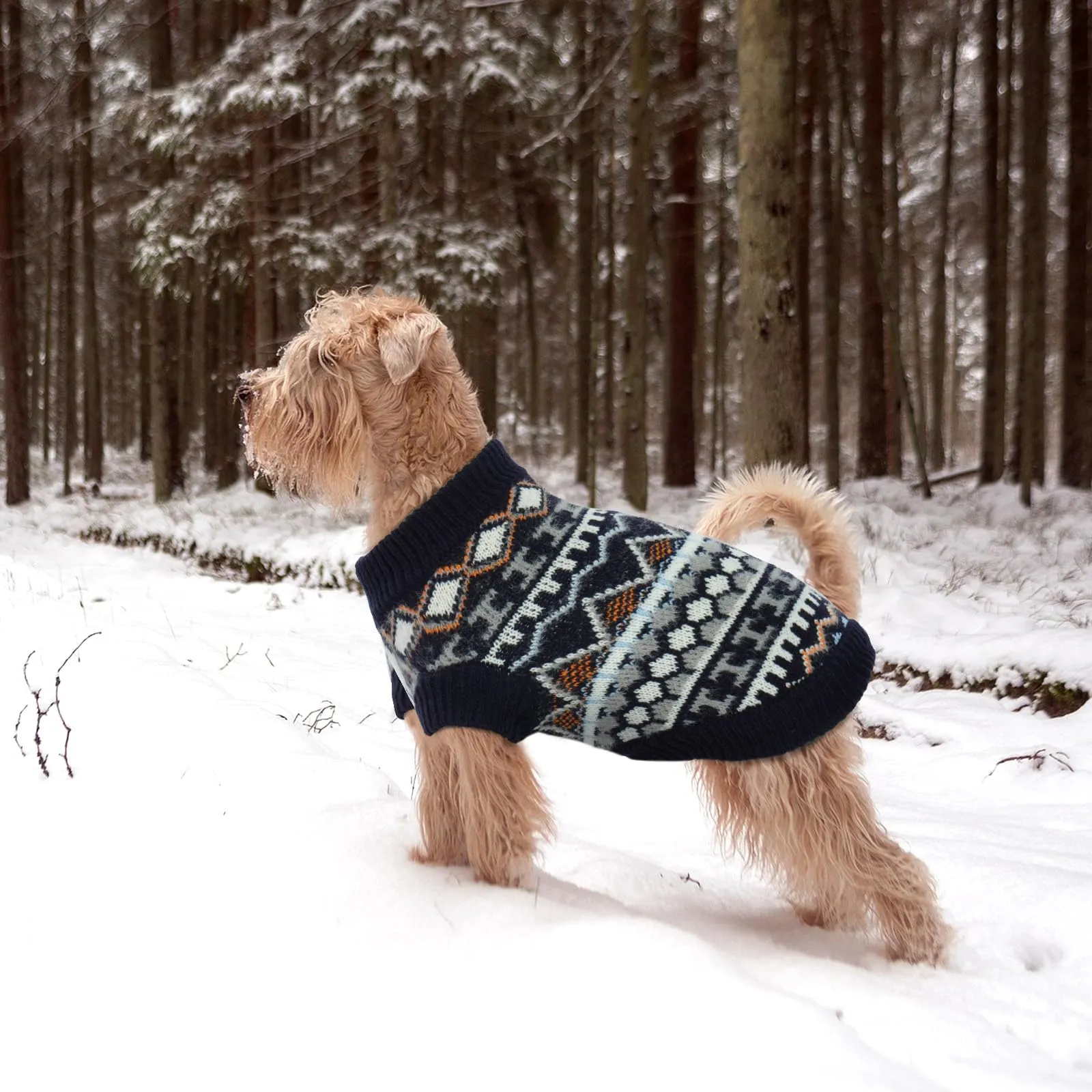 Hjumarayan Maglione Bohémien per cani di piccola taglia con apertura imbracatura, Blu Navy, M - immagine 6