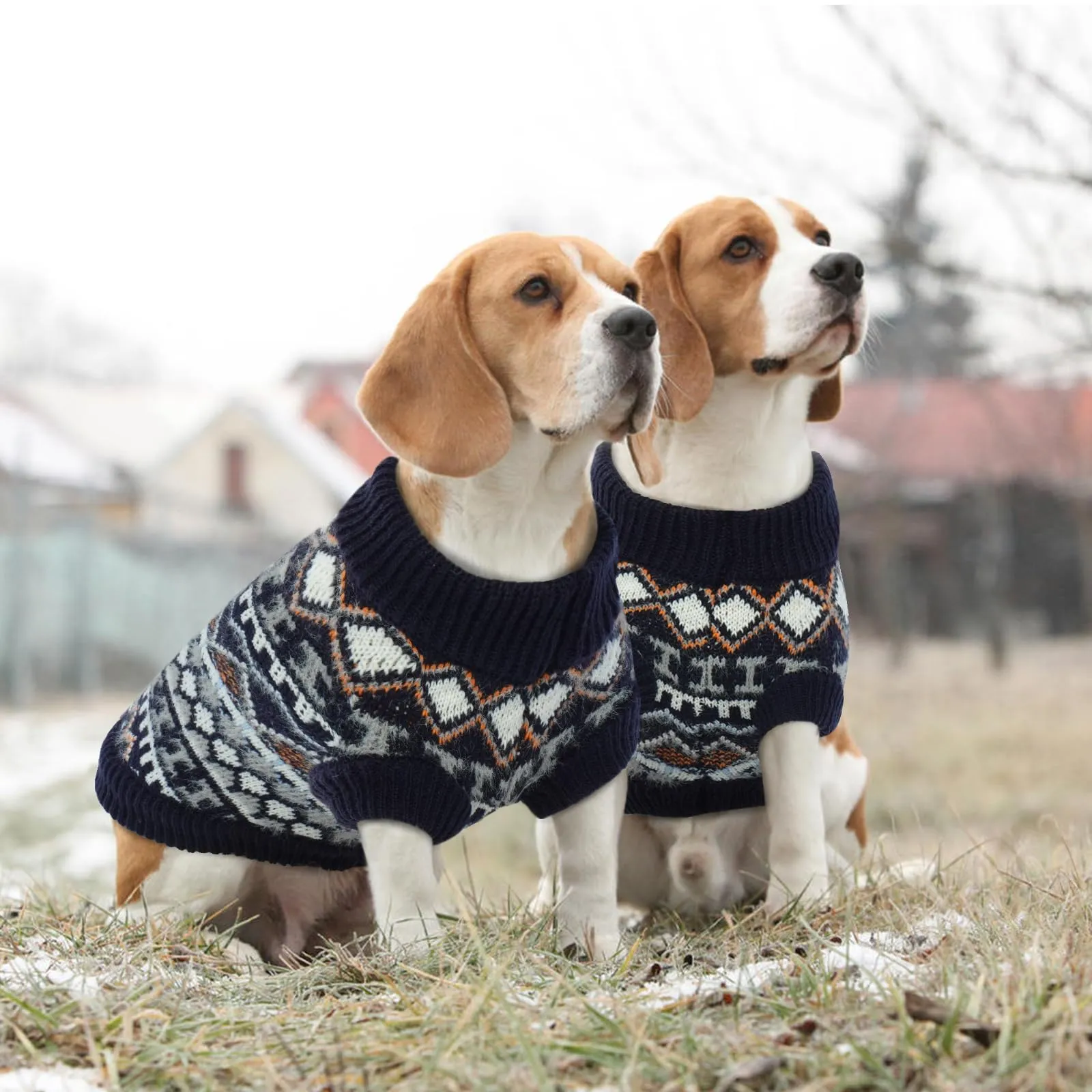 Hjumarayan Maglione Cane Boho, Blu Navy S - immagine 7