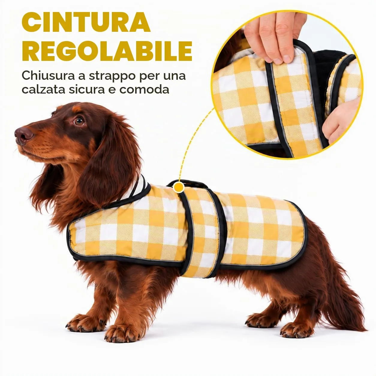 Morezi Impermeabile per Cani a Schiena Lunga, Giallo, S - immagine 3