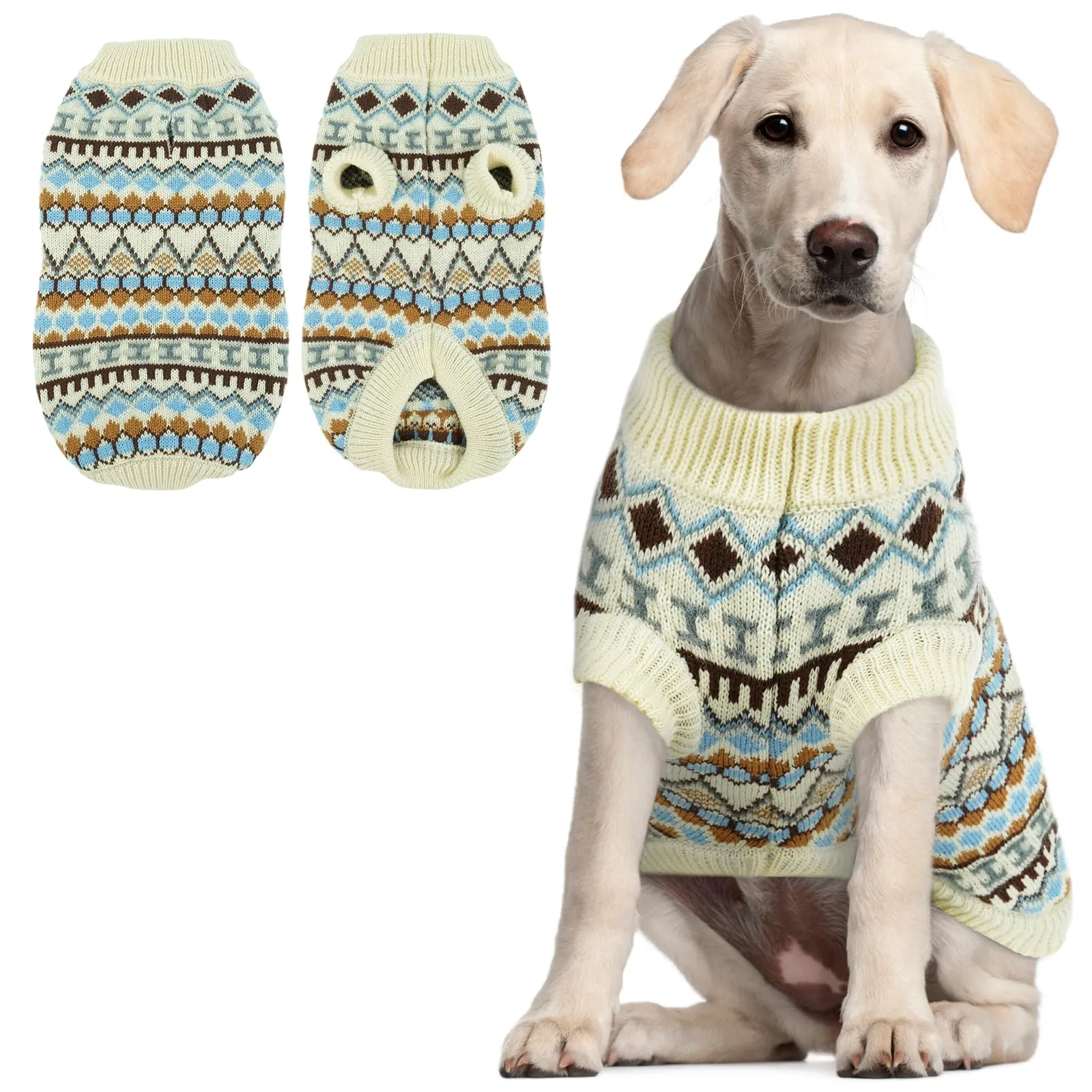 Hjumarayan Maglione per cani stile bohémien, beige, XXL - immagine 1