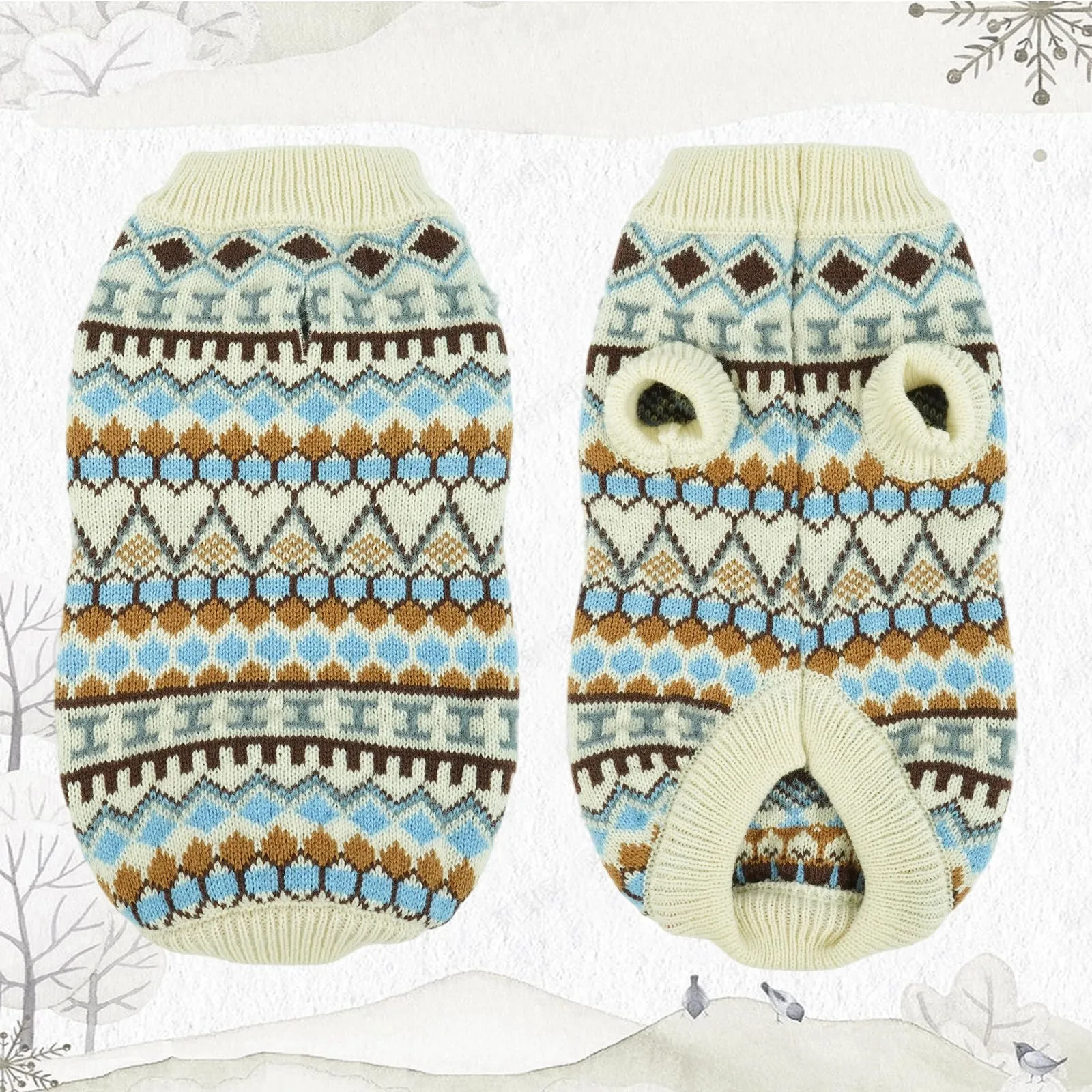 Hjumarayan Maglione per cani stile bohémien, beige, XXL - immagine 3
