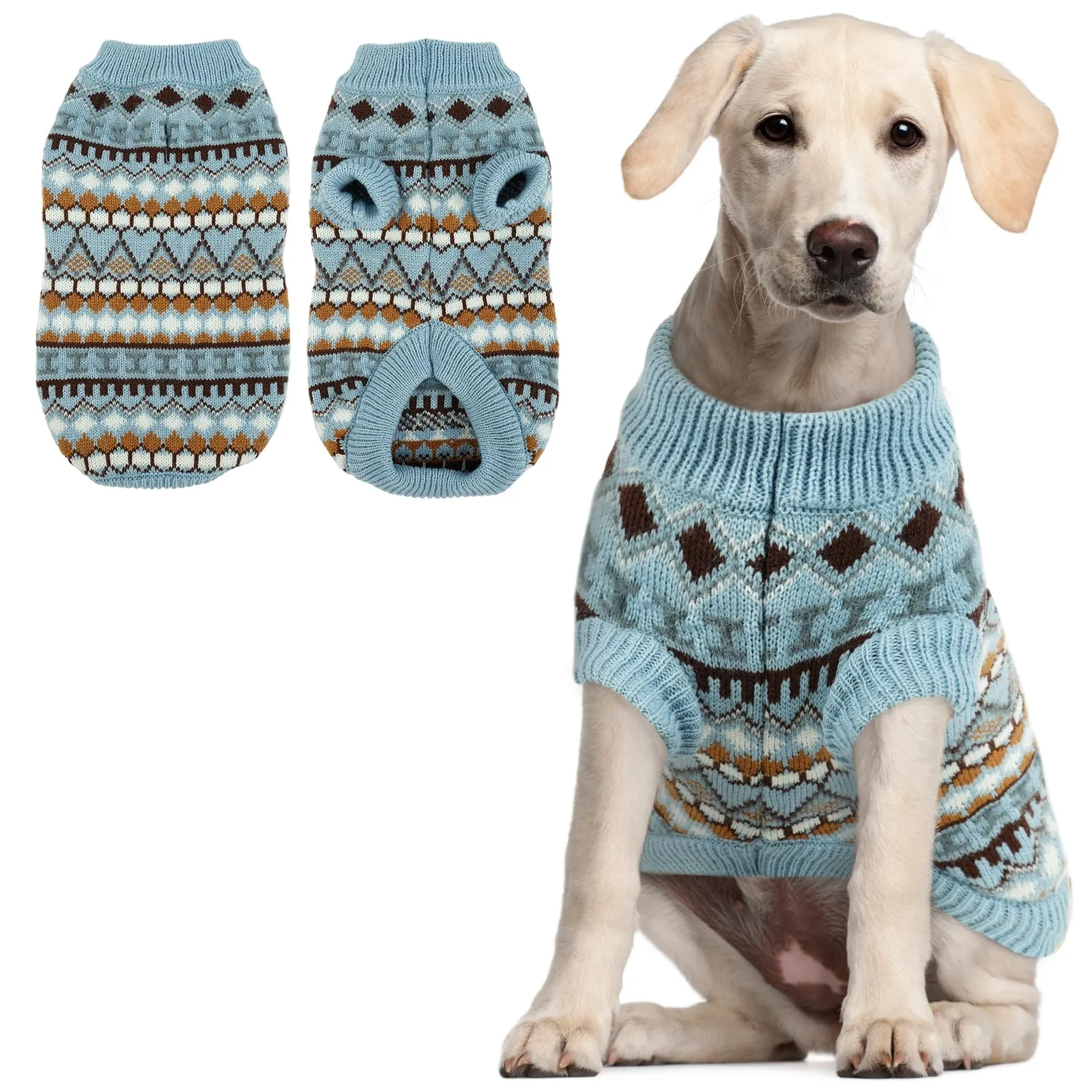Hjumarayan Maglione in Maglia Bohémien per Cani, Inverno, Celeste, 2XL - immagine 1