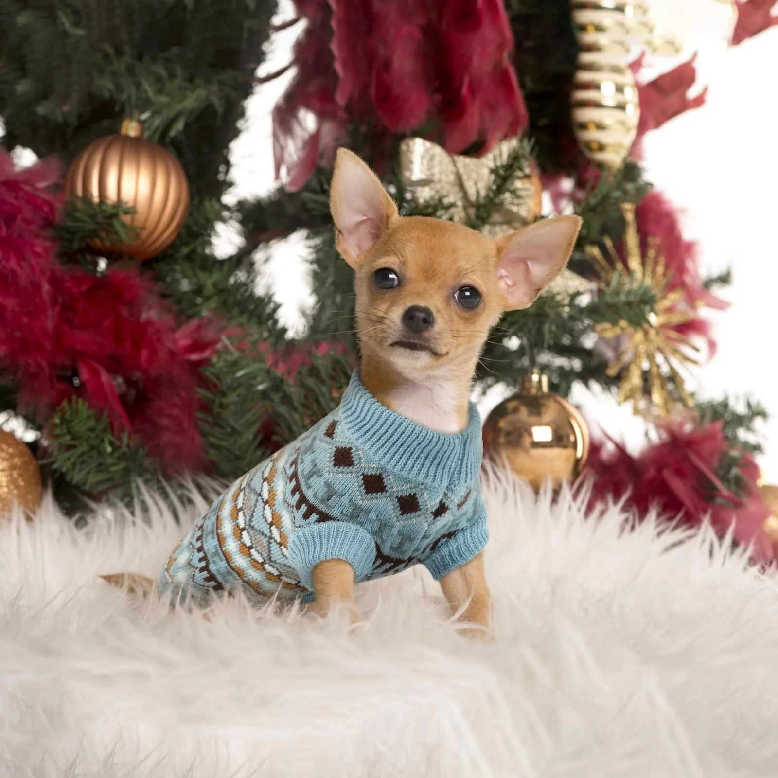 Hjumarayan Maglione in Maglia Bohémien per Cani, Inverno, Celeste, 2XL - immagine 6