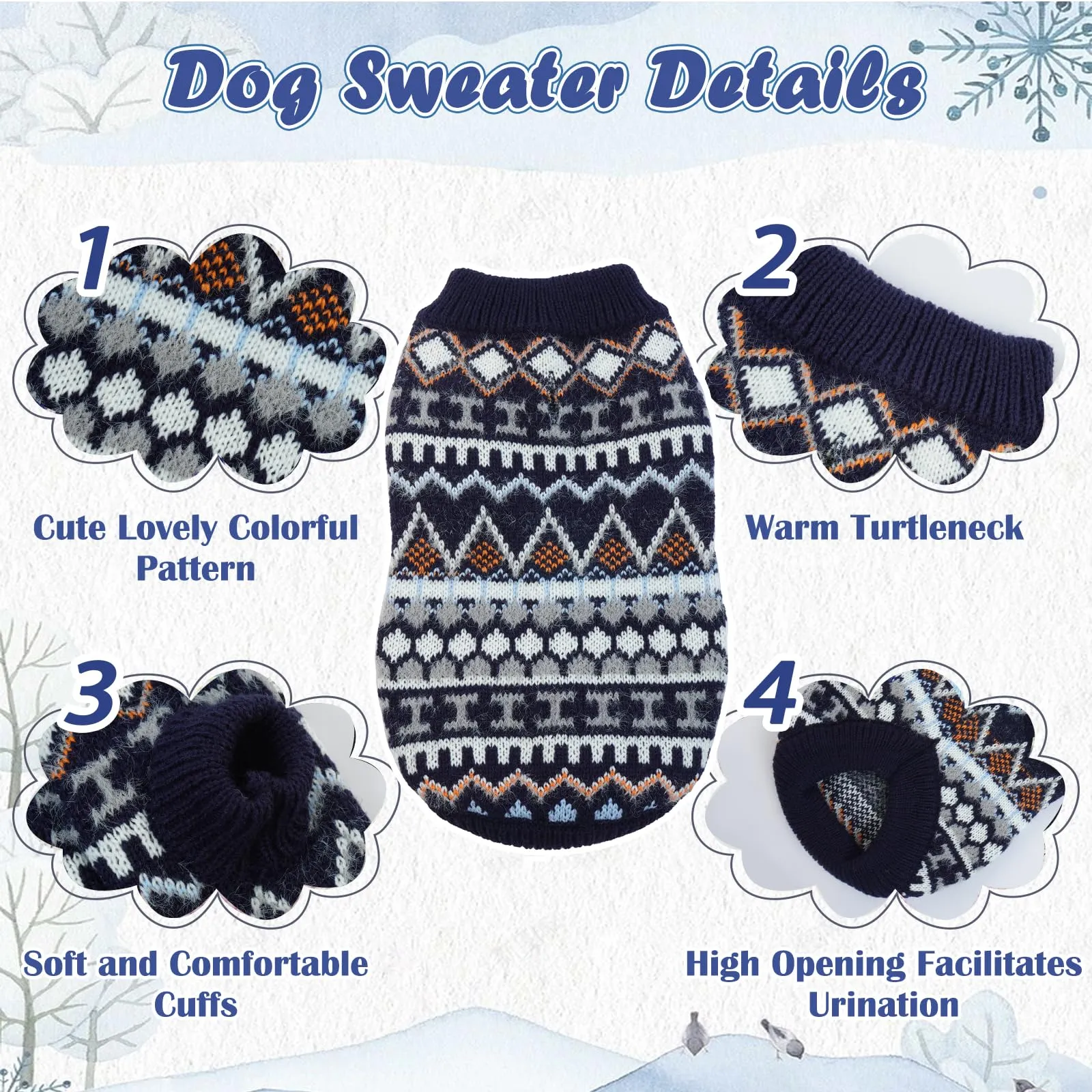 Hjumarayan Maglione invernale bohémien per cani con foro per guinzaglio, blu marino, taglia 3XL - immagine 4