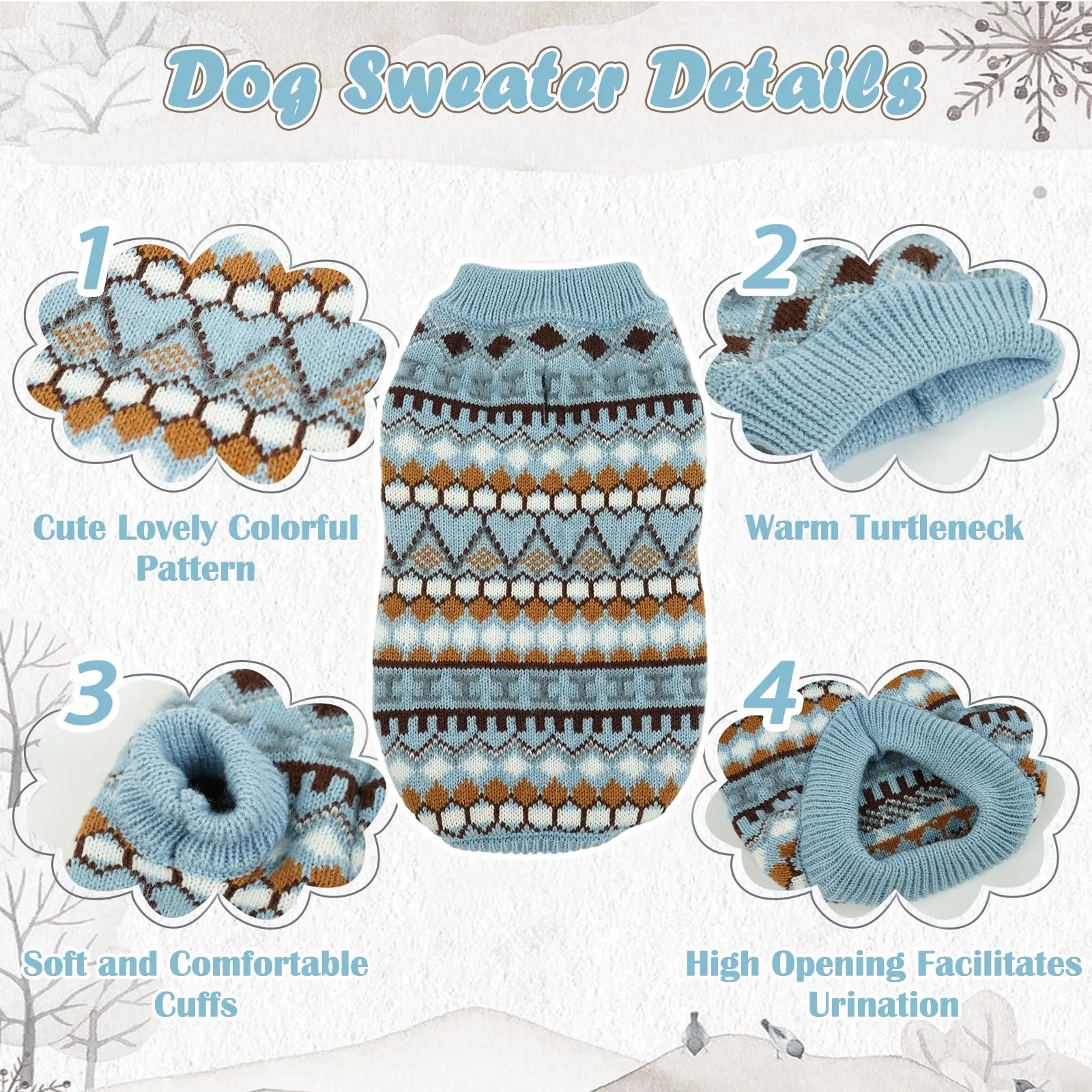 Hjumarayan Maglione per cani stile bohémien con apertura per imbracatura, XL, Celeste - immagine 4