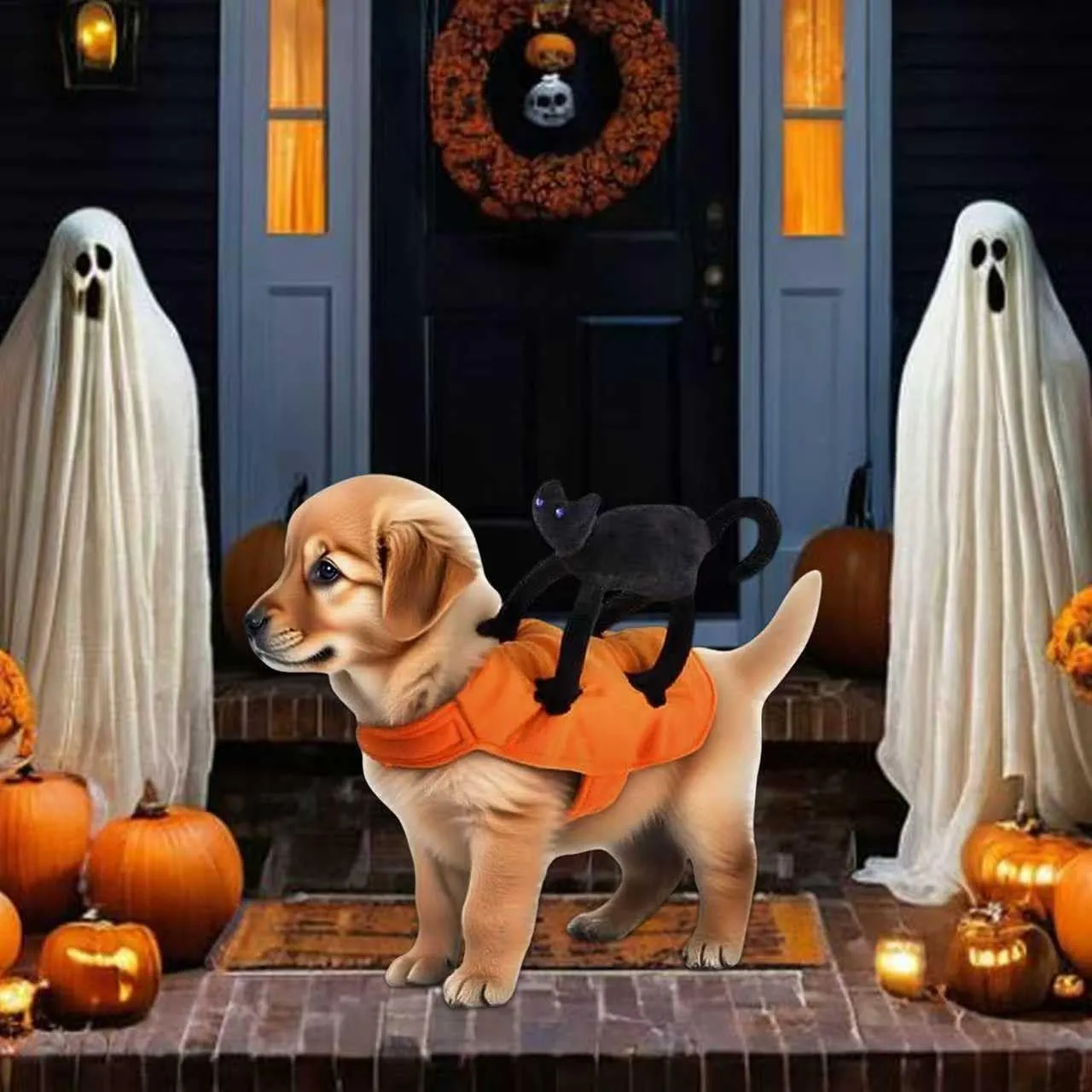 Yesmoyhe Costume di Halloween per Cani e Gatti con Gatto Nero, XL - immagine 6