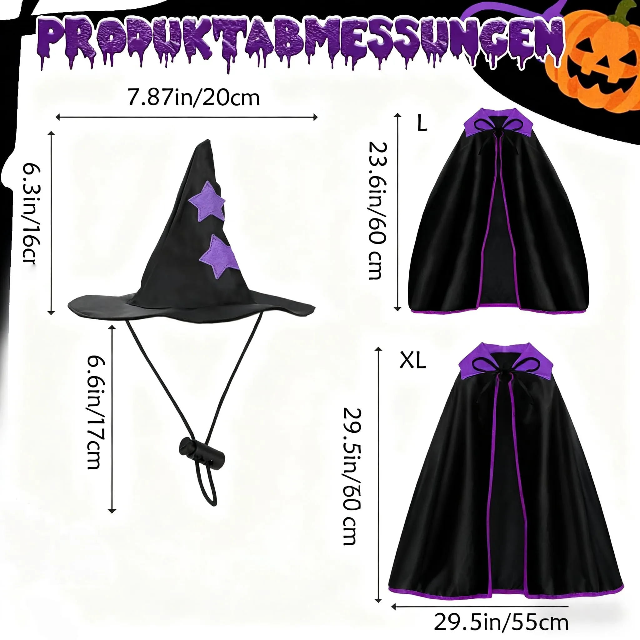 Sbayool Costume di Halloween per Cani Grandi, Mantello da Mago e Cappello da Strega, L - immagine 4