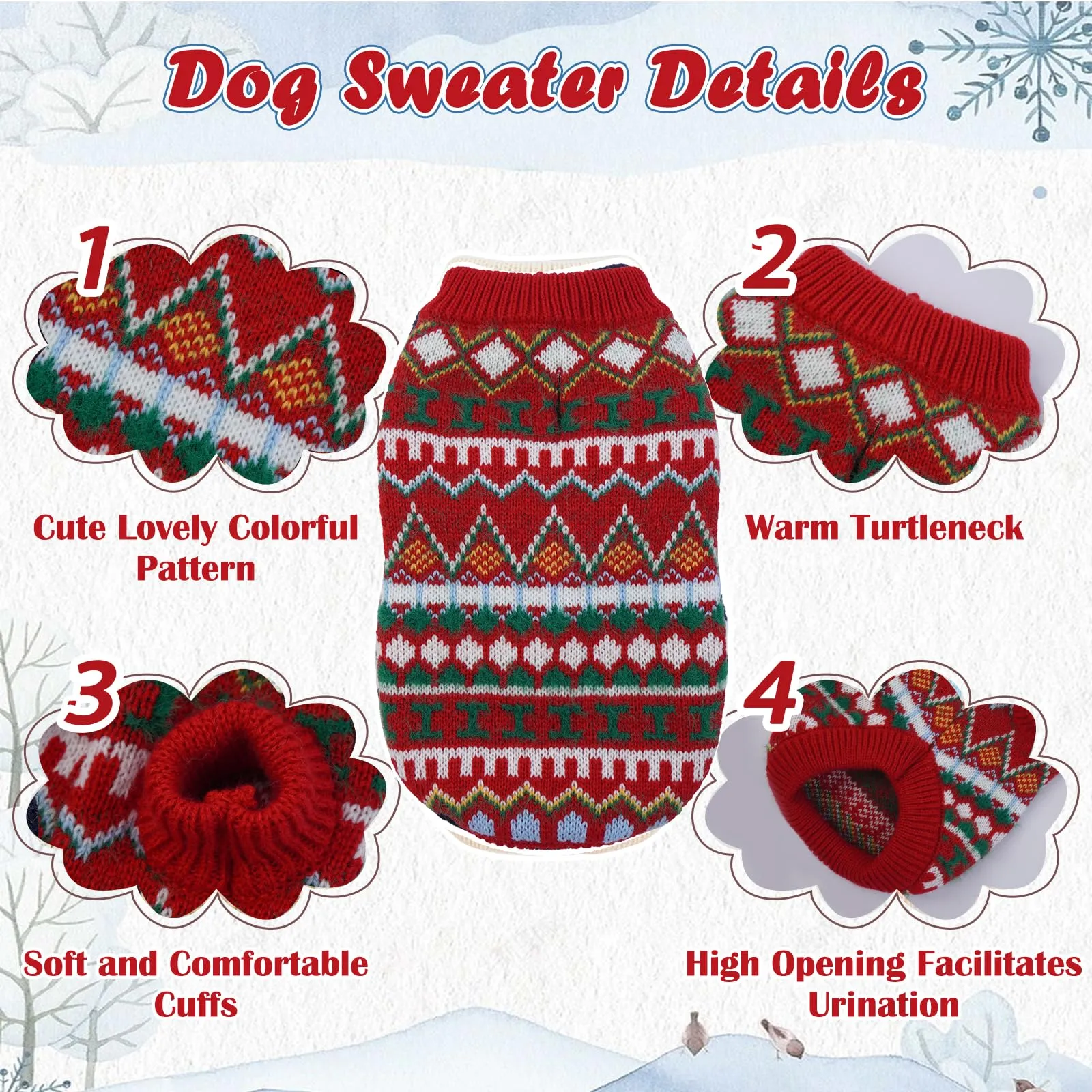 Hjumarayan Maglione Invernale Boho per Cani con Foro per Imbracatura, Rosso, 3XL - immagine 4