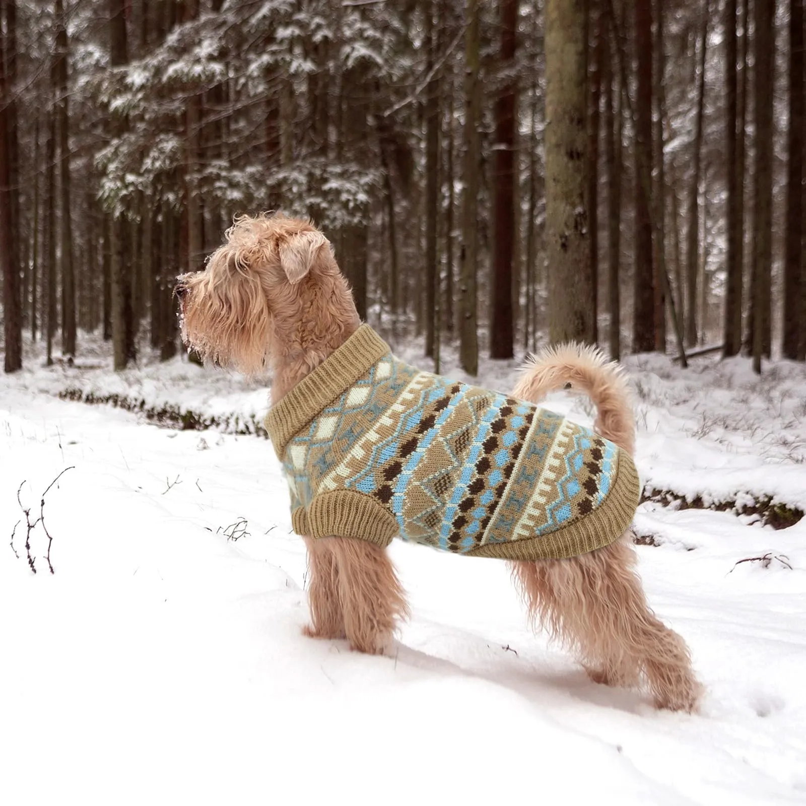 Hjumarayan Maglione per cani stile bohémien con apertura per imbracatura, XL, Cachi - immagine 7