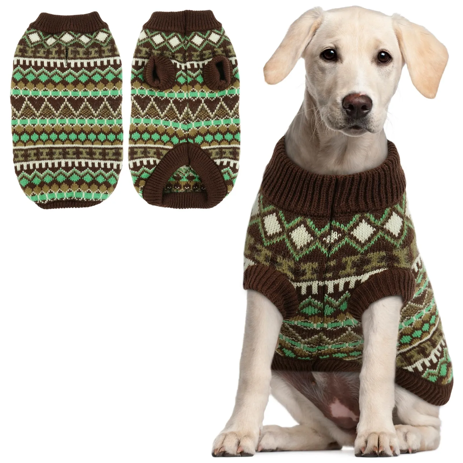 Hjumarayan Maglione per cani in stile bohémien, caldo per inverno con apertura per imbracatura, 3XL - immagine 1