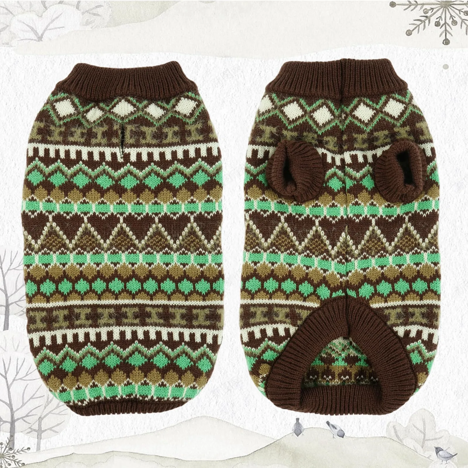 Hjumarayan Maglione per cani in stile bohémien, caldo per inverno con apertura per imbracatura, 3XL - immagine 3