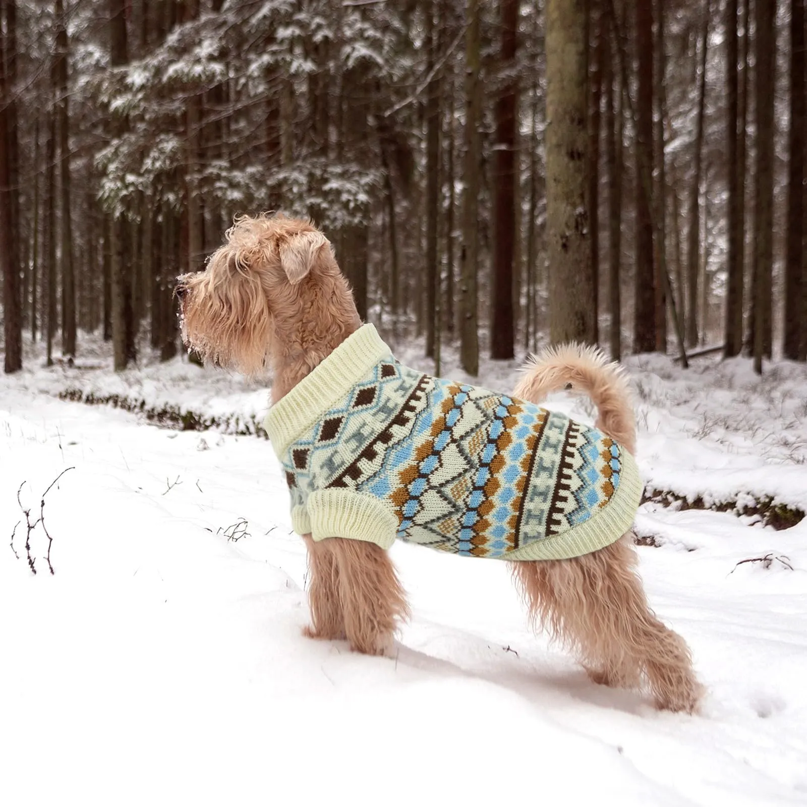 Hjumarayan Maglione per cane in tricot bohémien, taglia L, beige - immagine 6