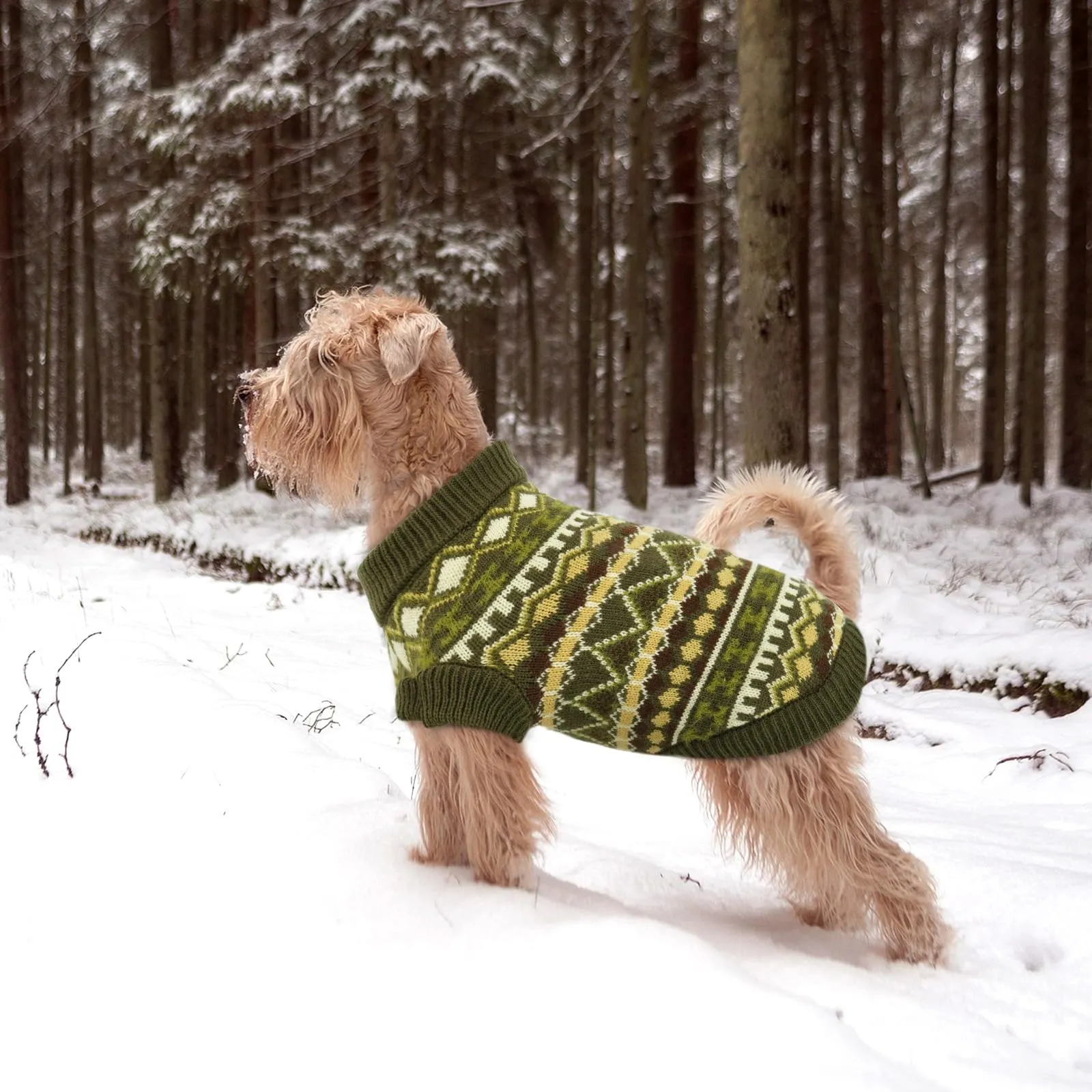 Hjumarayan Maglione per cani stile bohémien con apertura per imbracatura, Verde Gioiello, XS - immagine 6
