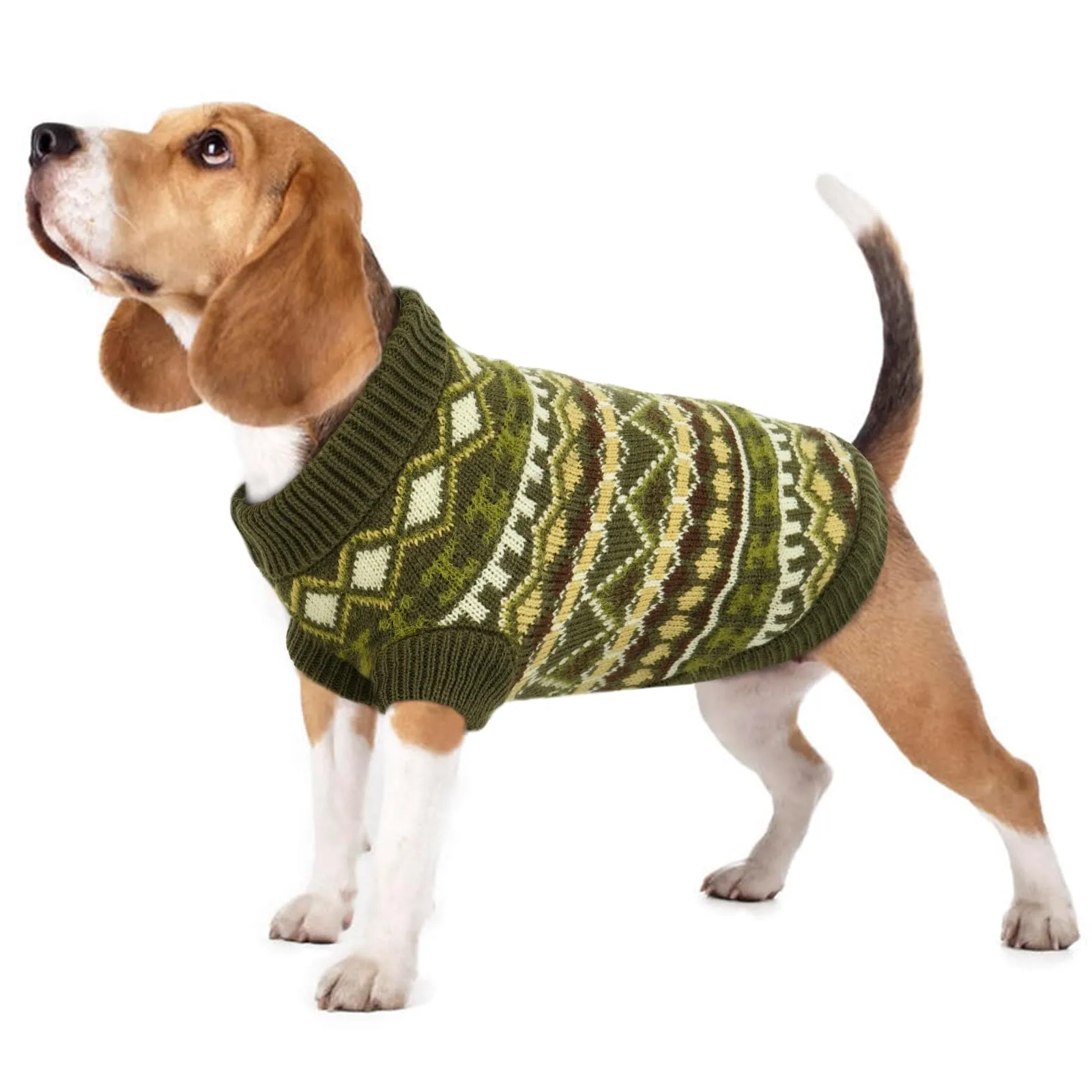 Hjumarayan Maglione per cani stile bohémien con apertura per imbracatura, verde gioiello, taglia XL - immagine 1