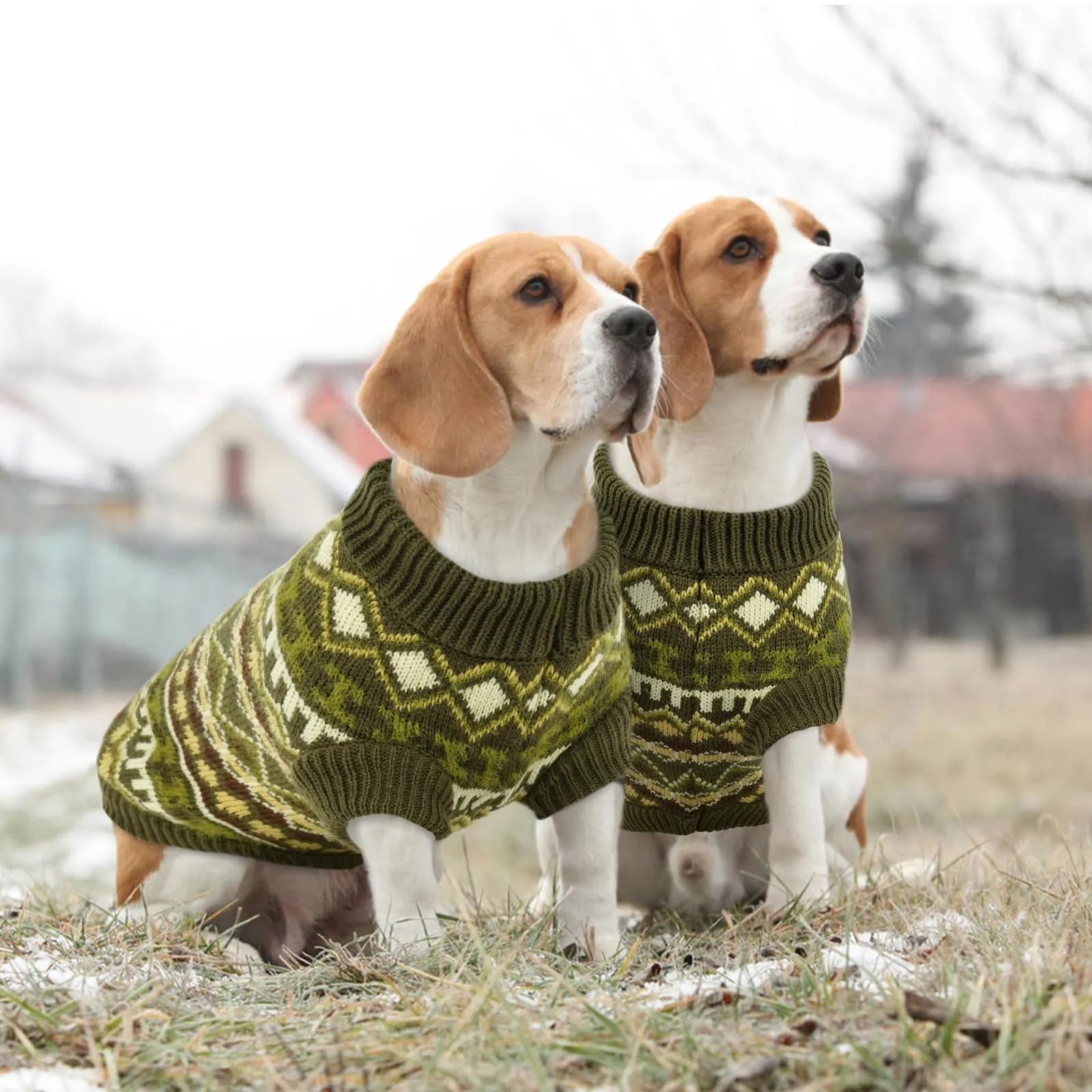 Hjumarayan Maglione per cani stile bohémien con apertura per imbracatura, verde gioiello, taglia XL - immagine 7