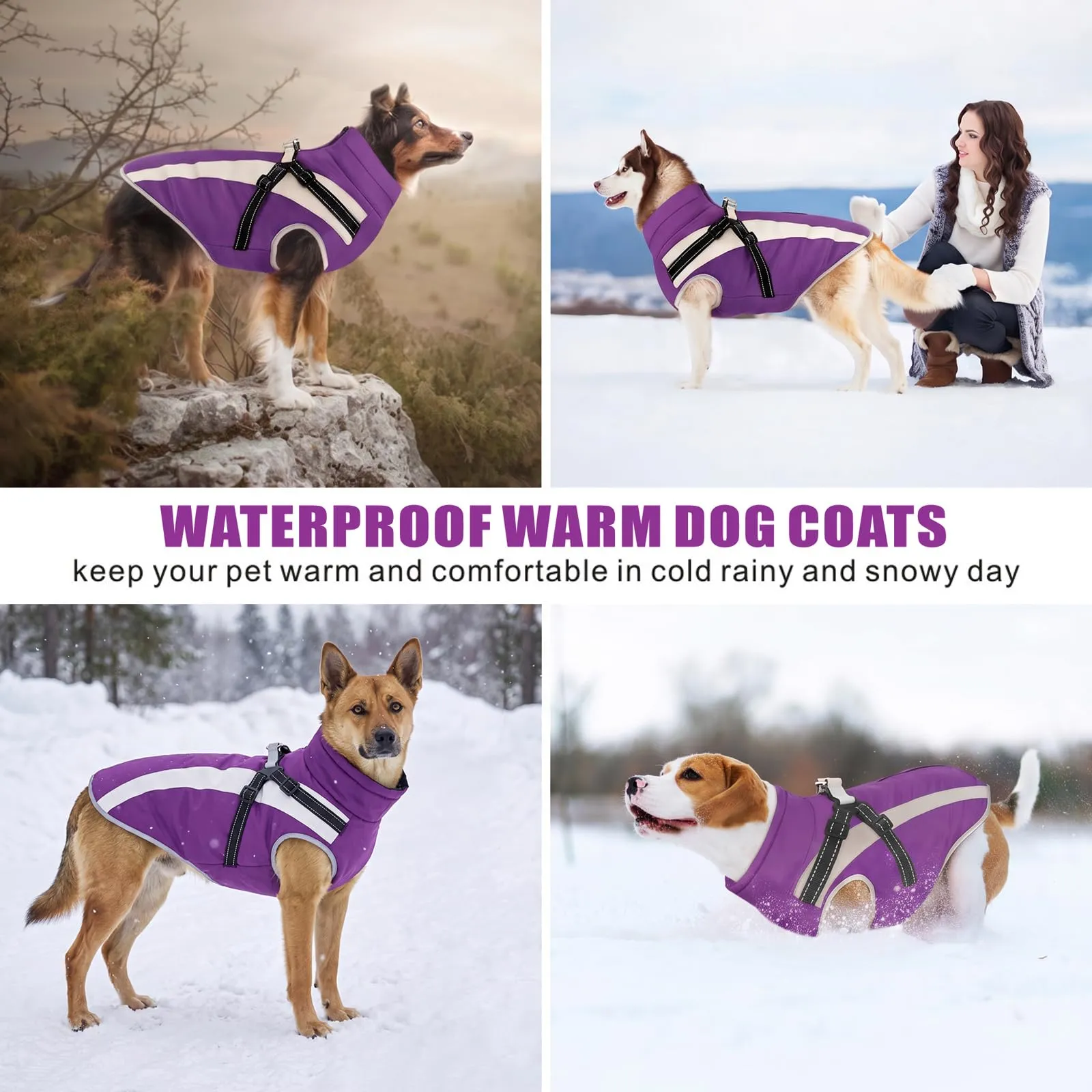 Oslueidy Cappotto Impermeabile per Cani con Harness, Giacca Invernale Calda e Antivento, Taglia 6XL - immagine 4
