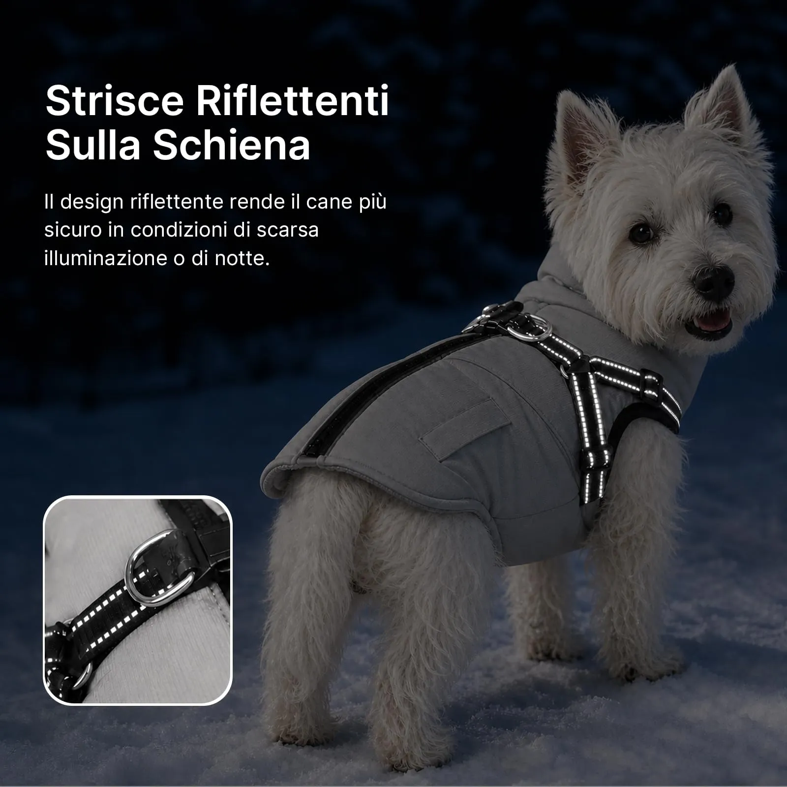 DoggieKit Cappotto Cane Invernale Impermeabile con Pettorina, Grigio, Taglia L - immagine 5
