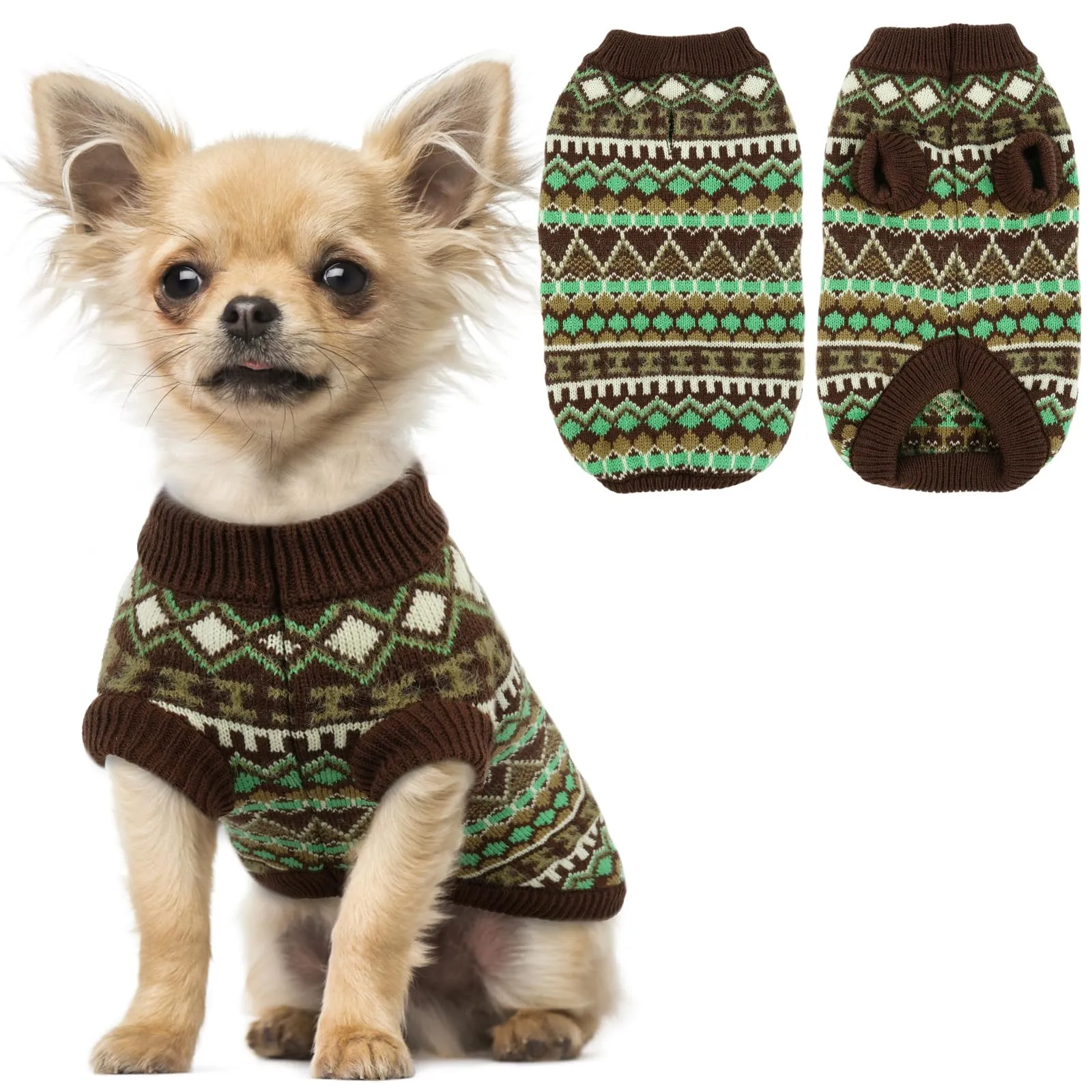 Hjumarayan Pullover in Maglia Boema per Cani di Piccola Taglia con Apertura per Imbracature - immagine 1