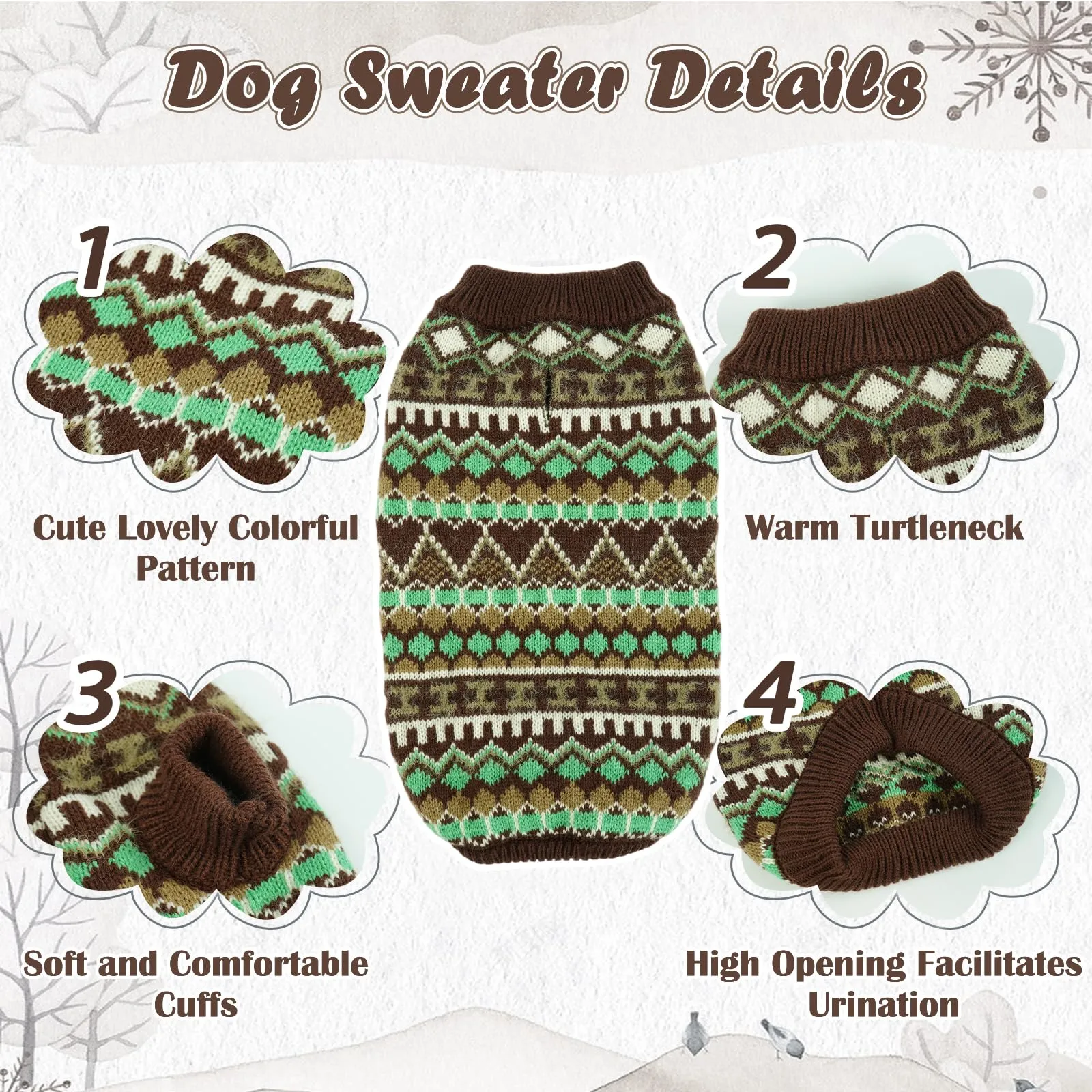 Hjumarayan Maglione per cani stile bohémien, caldo e morbido con apertura per imbracatura - immagine 4