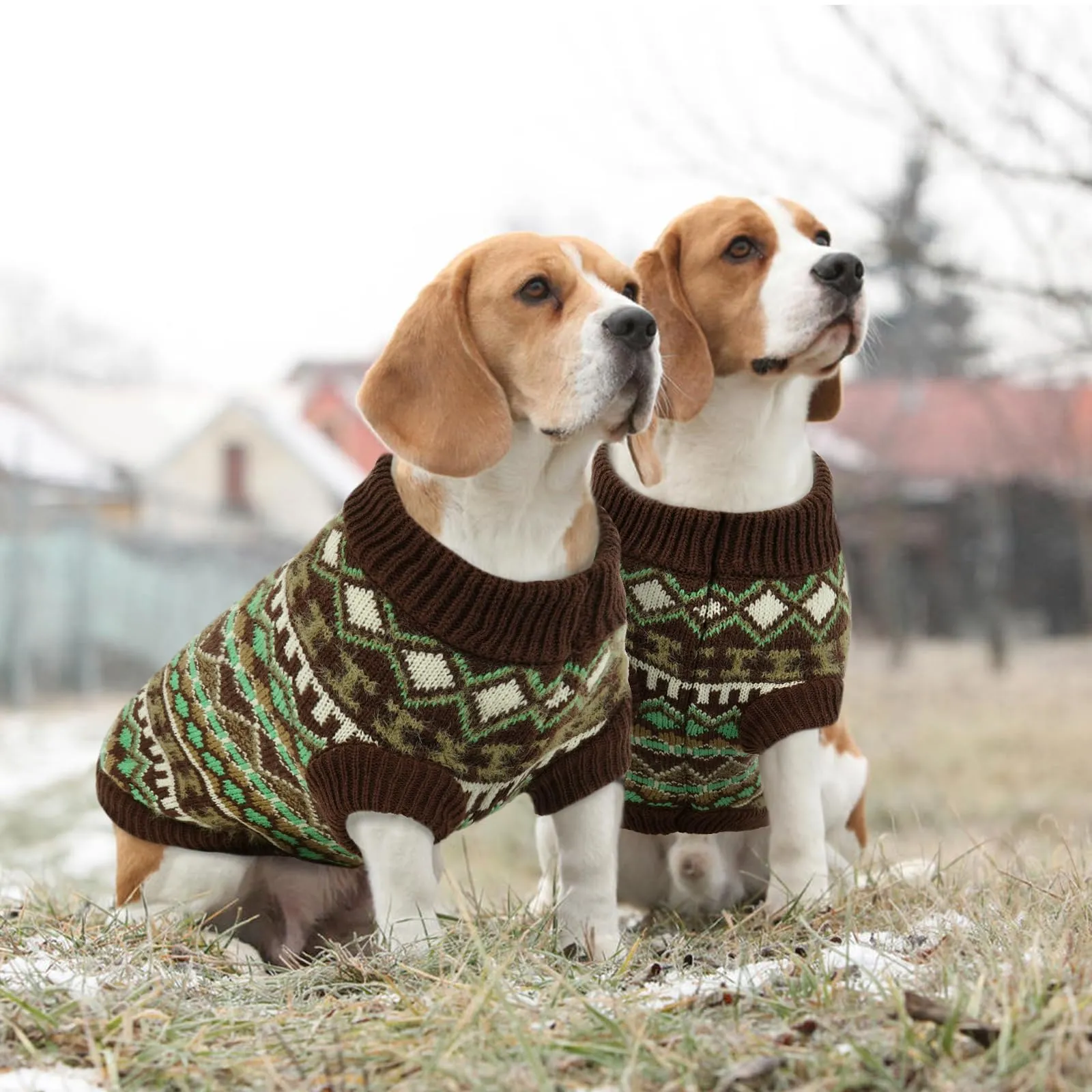 Hjumarayan Maglione per cani stile bohémien, caldo e morbido con apertura per imbracatura - immagine 7