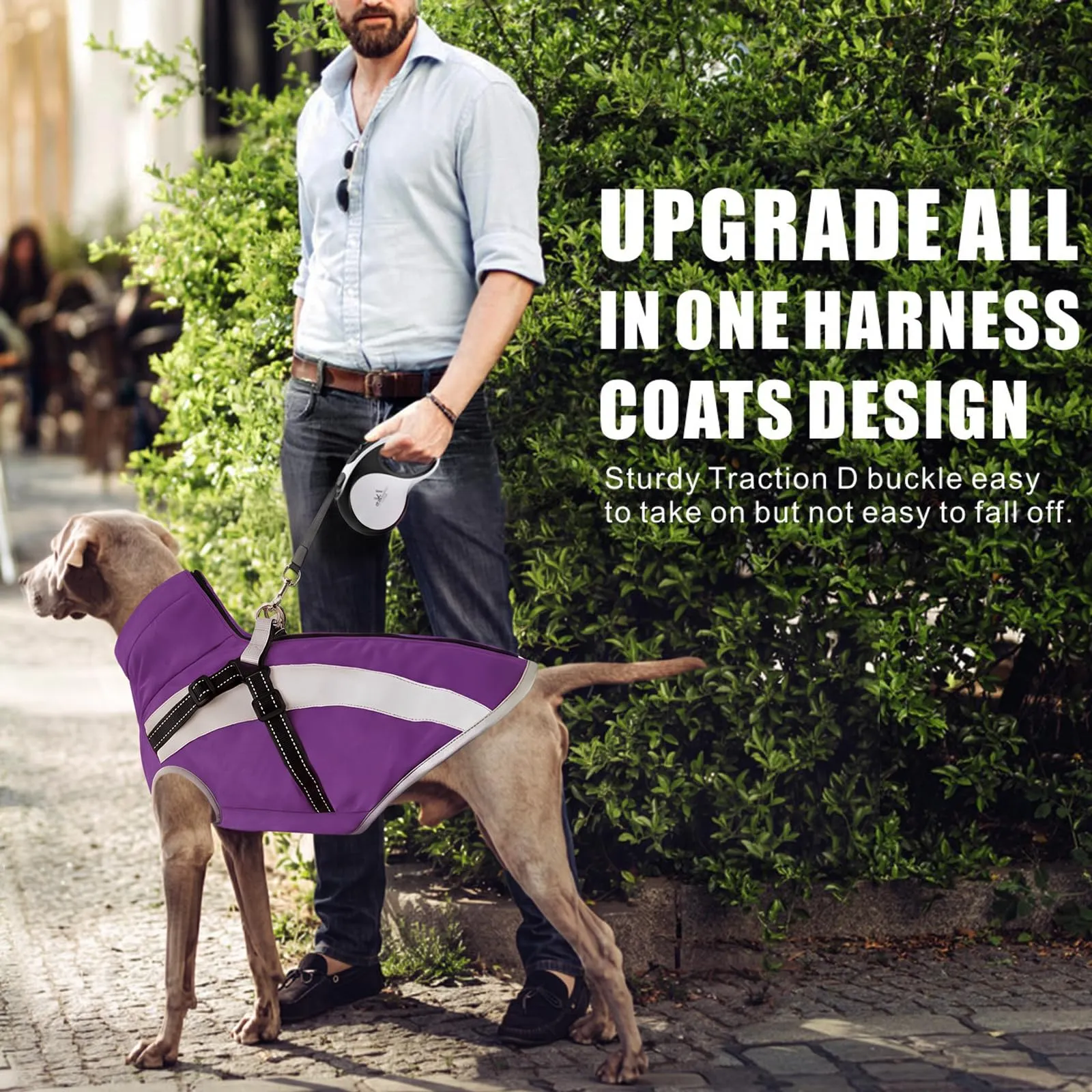 Oslueidy Cappotto Impermeabile per Cane con Harness, Giacca Calda Antivento per Cani Piccola e Media Taglia, 5XL - immagine 4