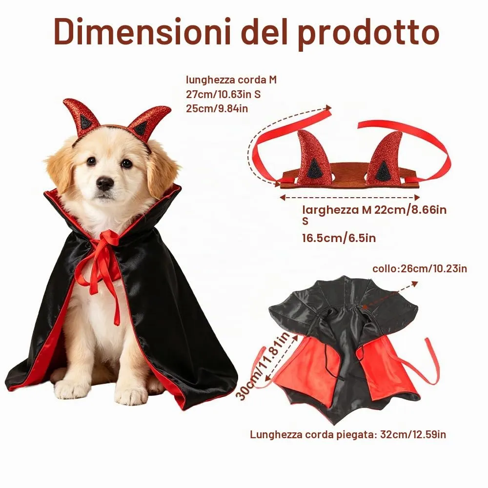 CFifHtOL Costume Mantello Vampiro Doppia Faccia e Copricapo per Gatti e Cani Piccoli, Viola, M - immagine 2