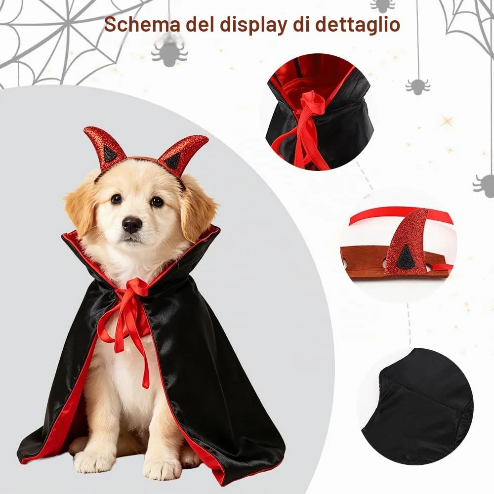 CFifHtOL Costume Mantello Vampiro Doppia Faccia e Copricapo per Gatti e Cani Piccoli, Viola, M - immagine 3