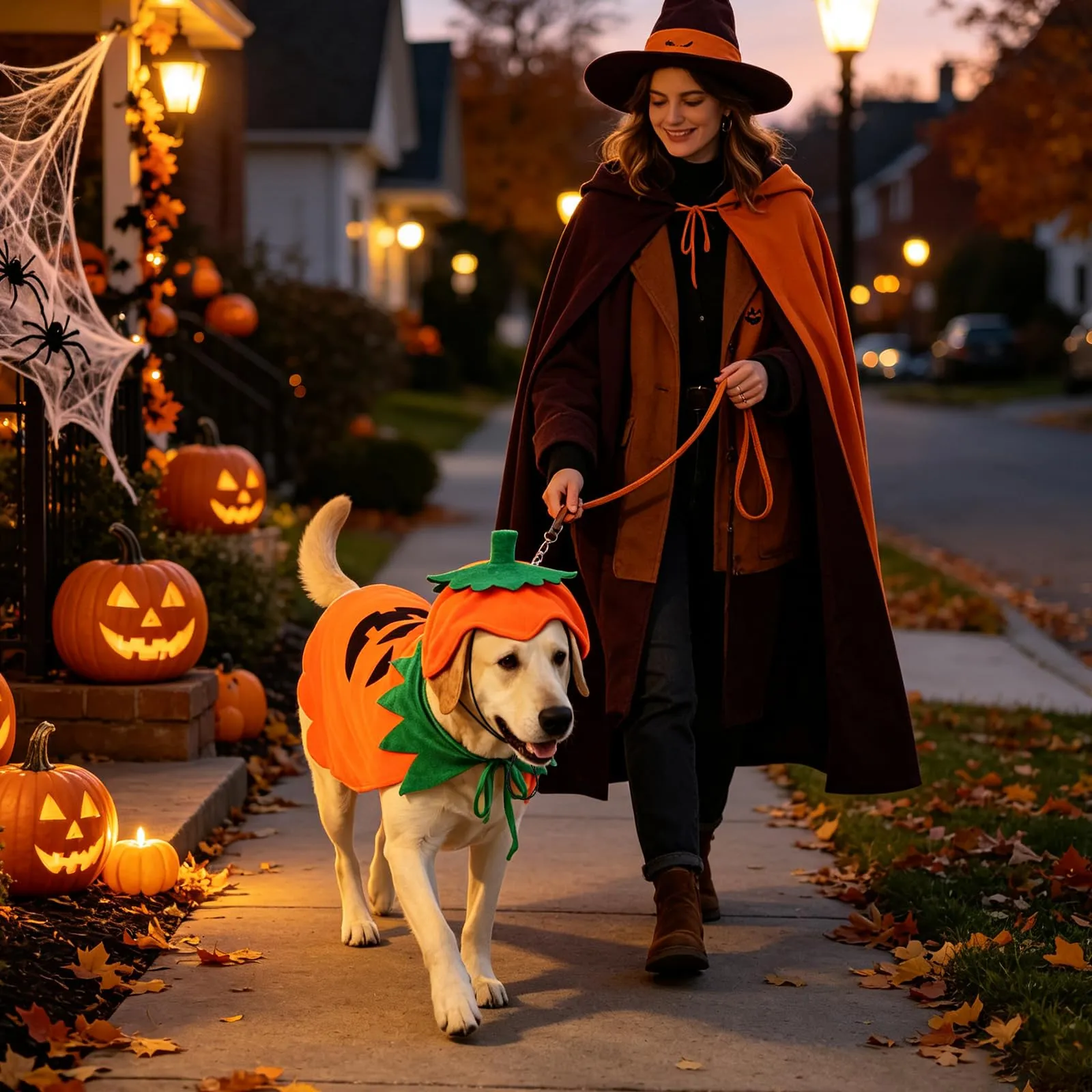 Sbayool Costume di Halloween per cani di grossa taglia con mantello e cappello zucca, Taglia L - immagine 6