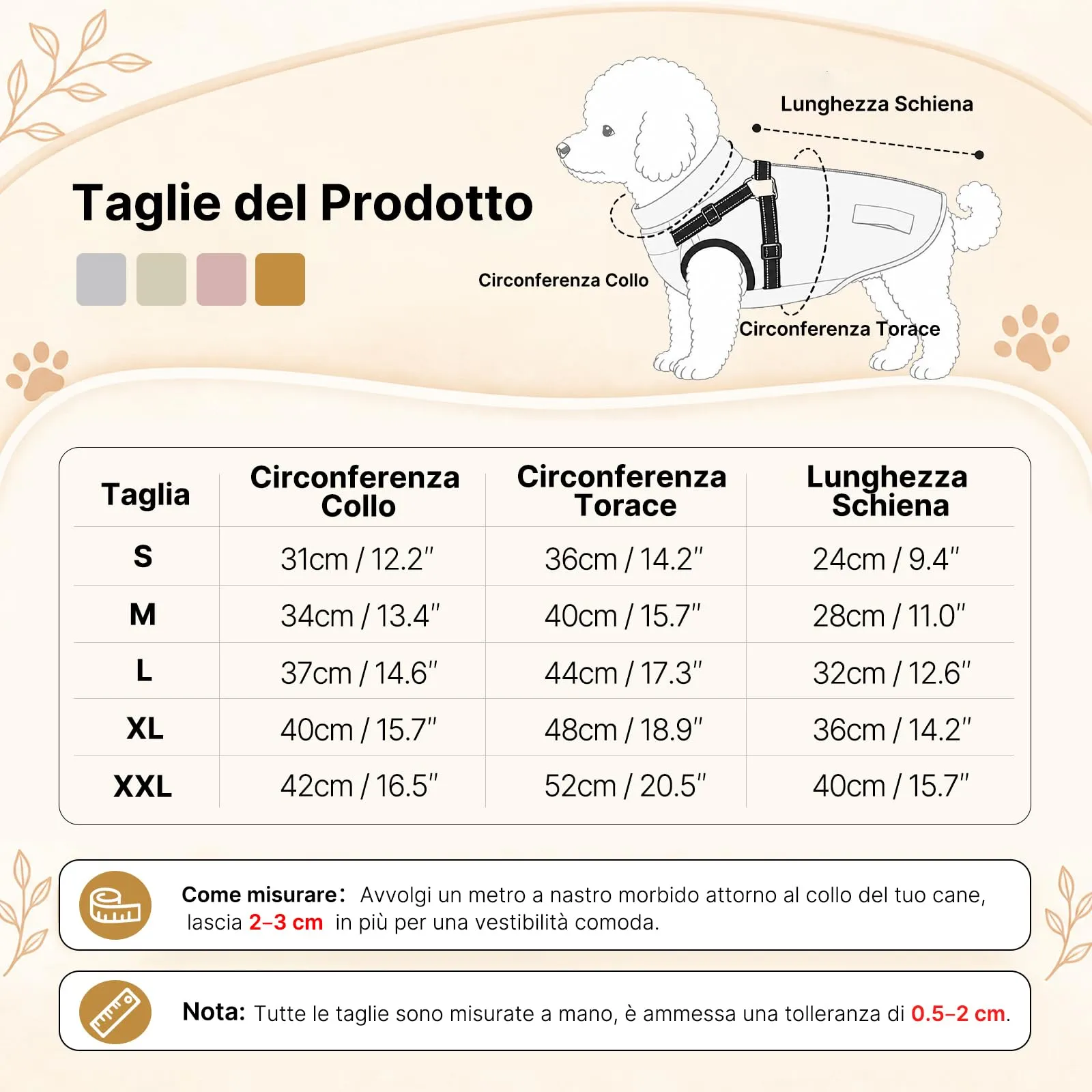 DoggieKit Cappotto Cane Invernale Impermeabile con Pettorina 2 in 1, Taglia S, Cachi - immagine 6
