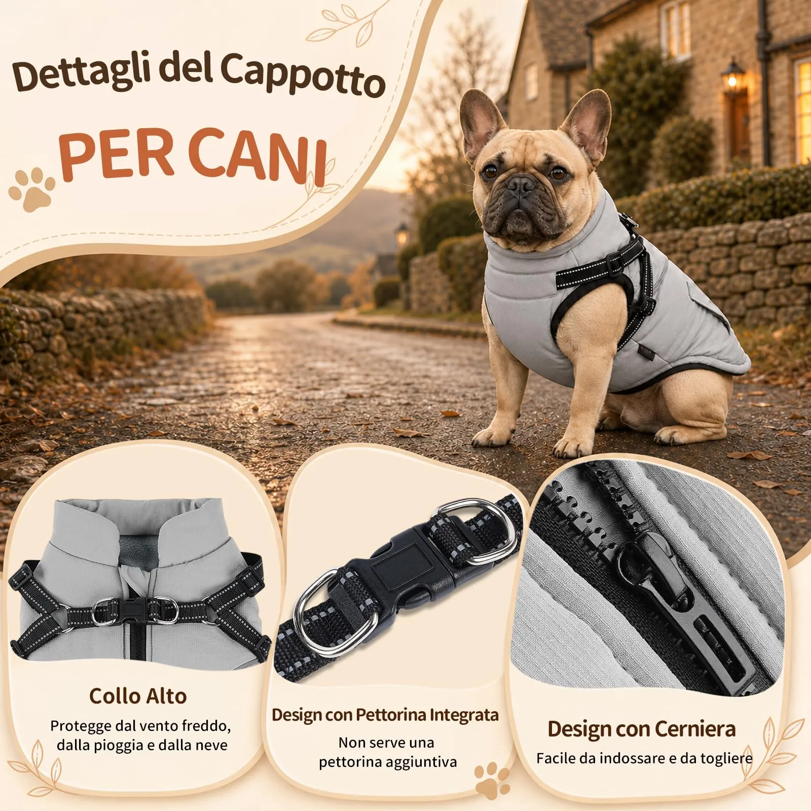 DoggieKit Cappotto Cane Invernale Impermeabile, Grigio, XXL - immagine 2