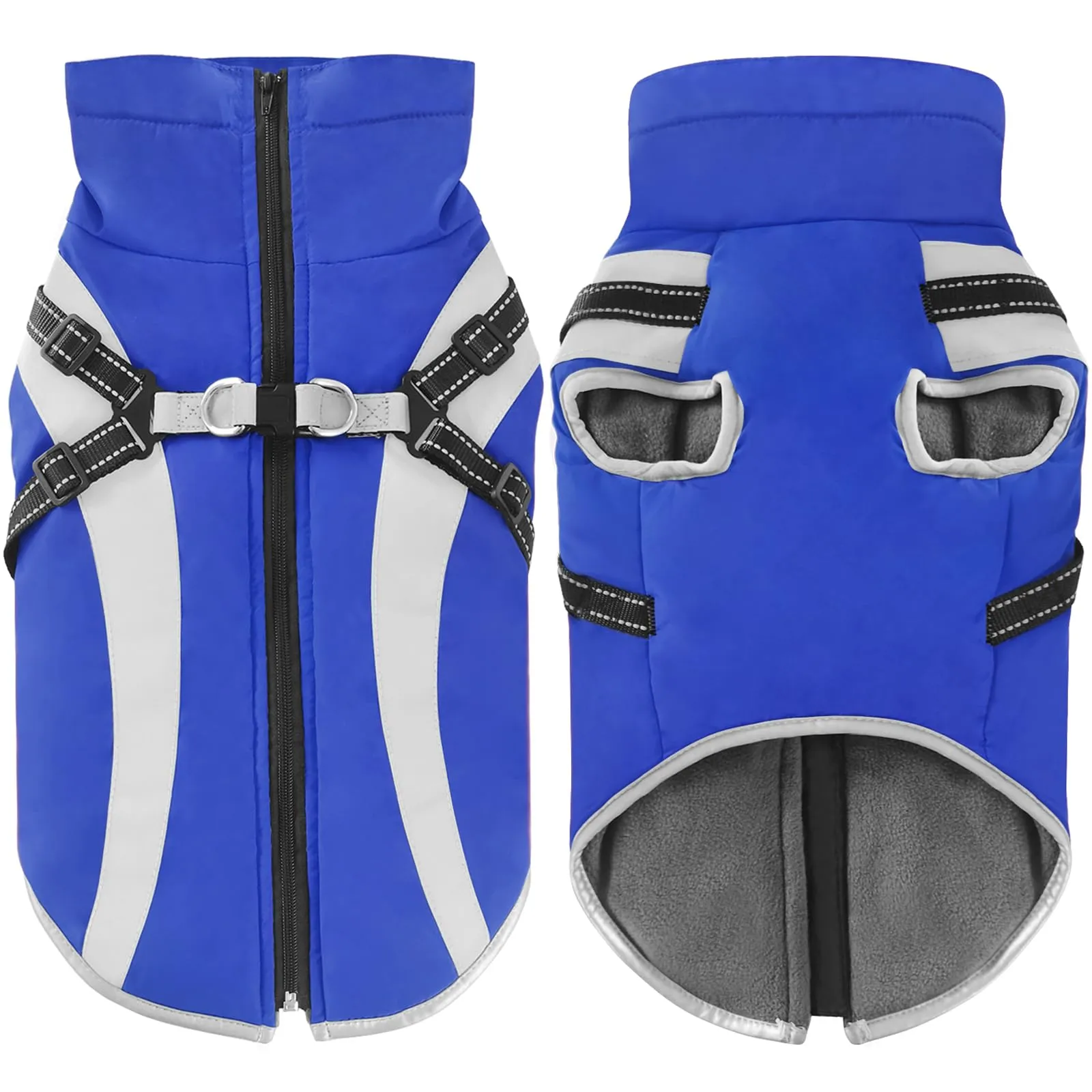 Oslueidy Impermeabile Cane Cappotto con Harness Inverno Giacca Calda Antivento per Cani Taglia XL - immagine 1