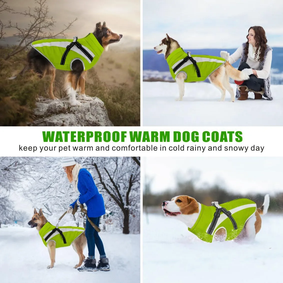 Oslueidy Cappotto Impermeabile per Cane con Harness, Giacca Calda Invernale Antivento, Taglia XL - immagine 3