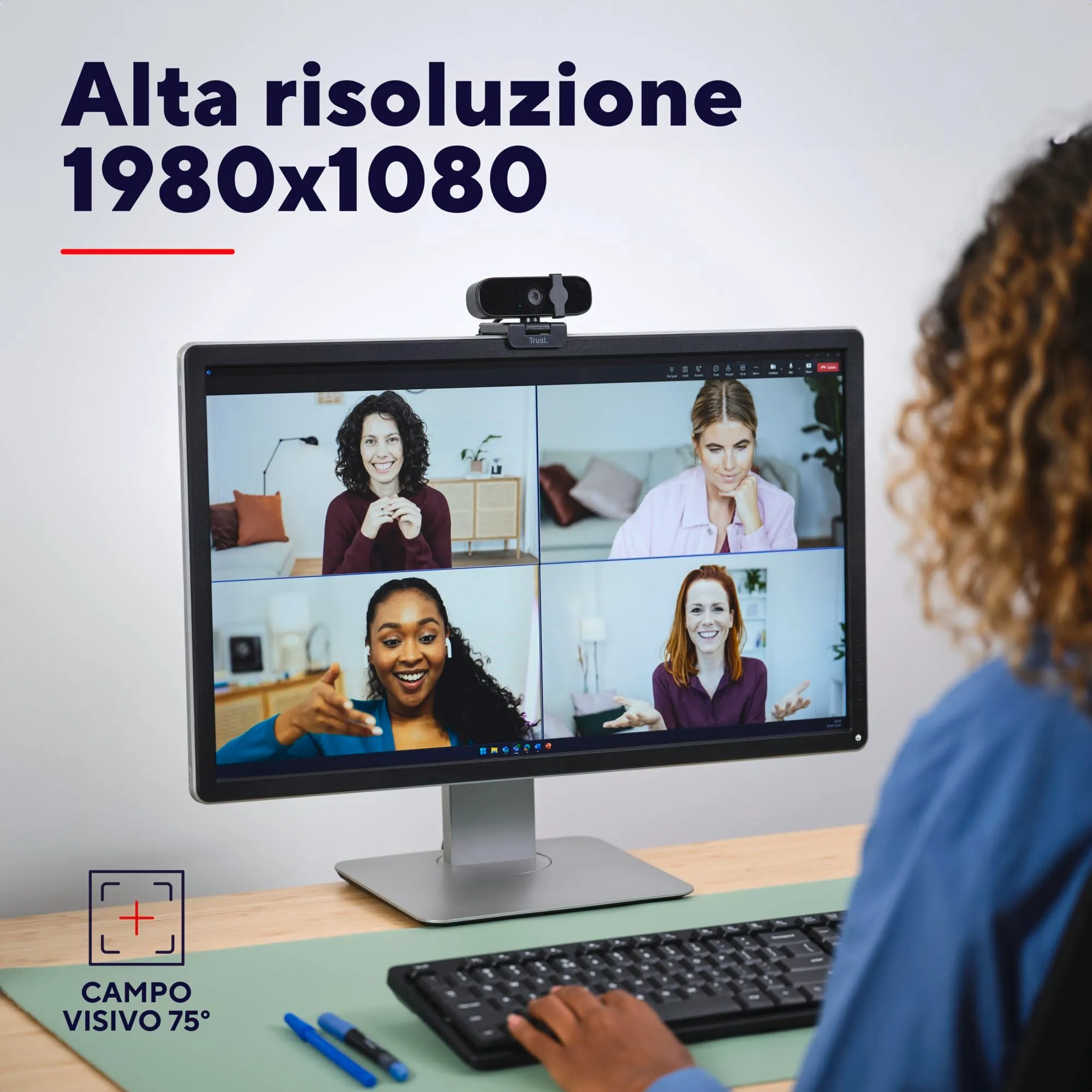Trust Oran 1080p Webcam PC con Filtro Privacy, Nero (10 Pezzi) - immagine 3