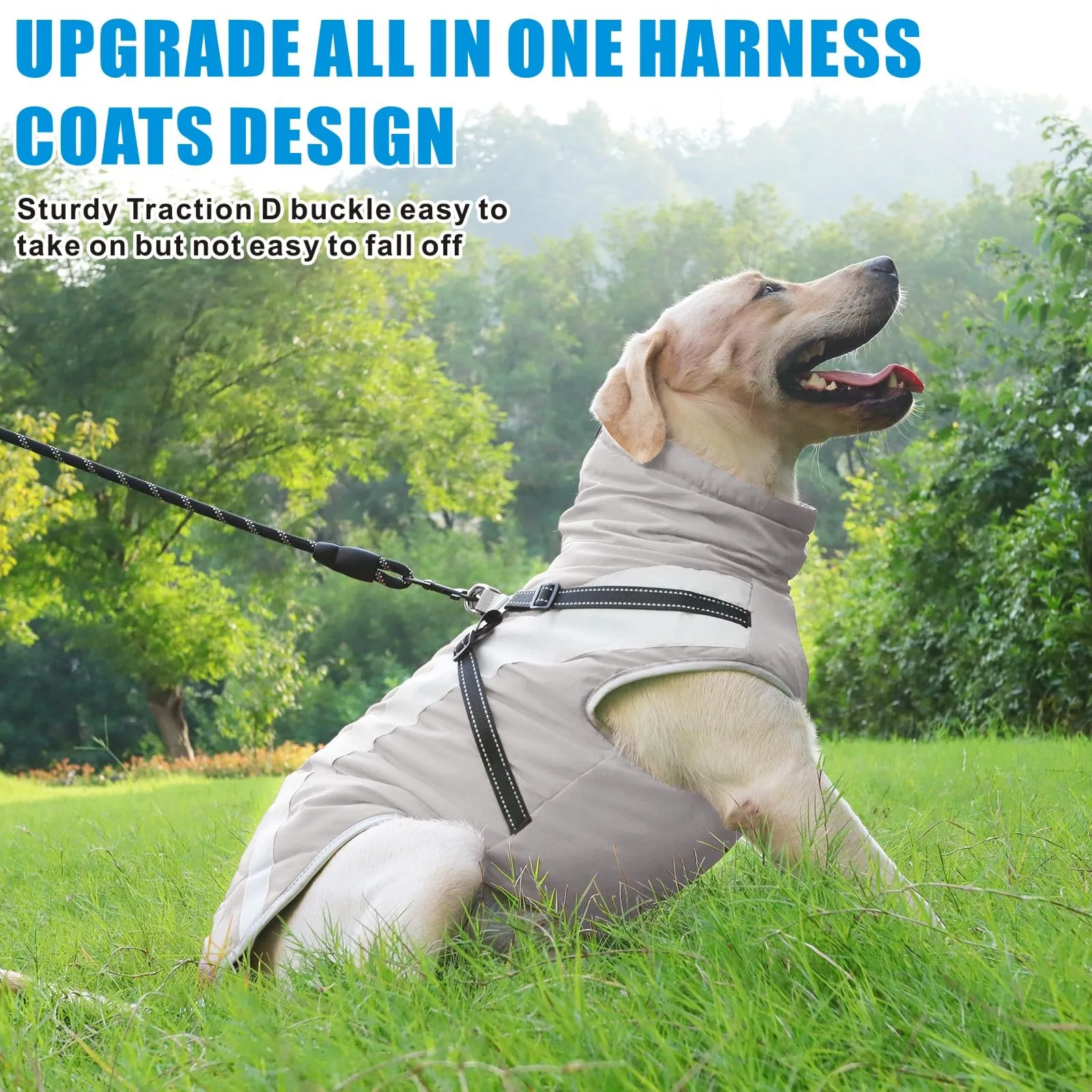 Oslueidy Cappotto Impermeabile per Cane con Harness, Giacca Invernale Calda e Antivento, 3XL - immagine 4