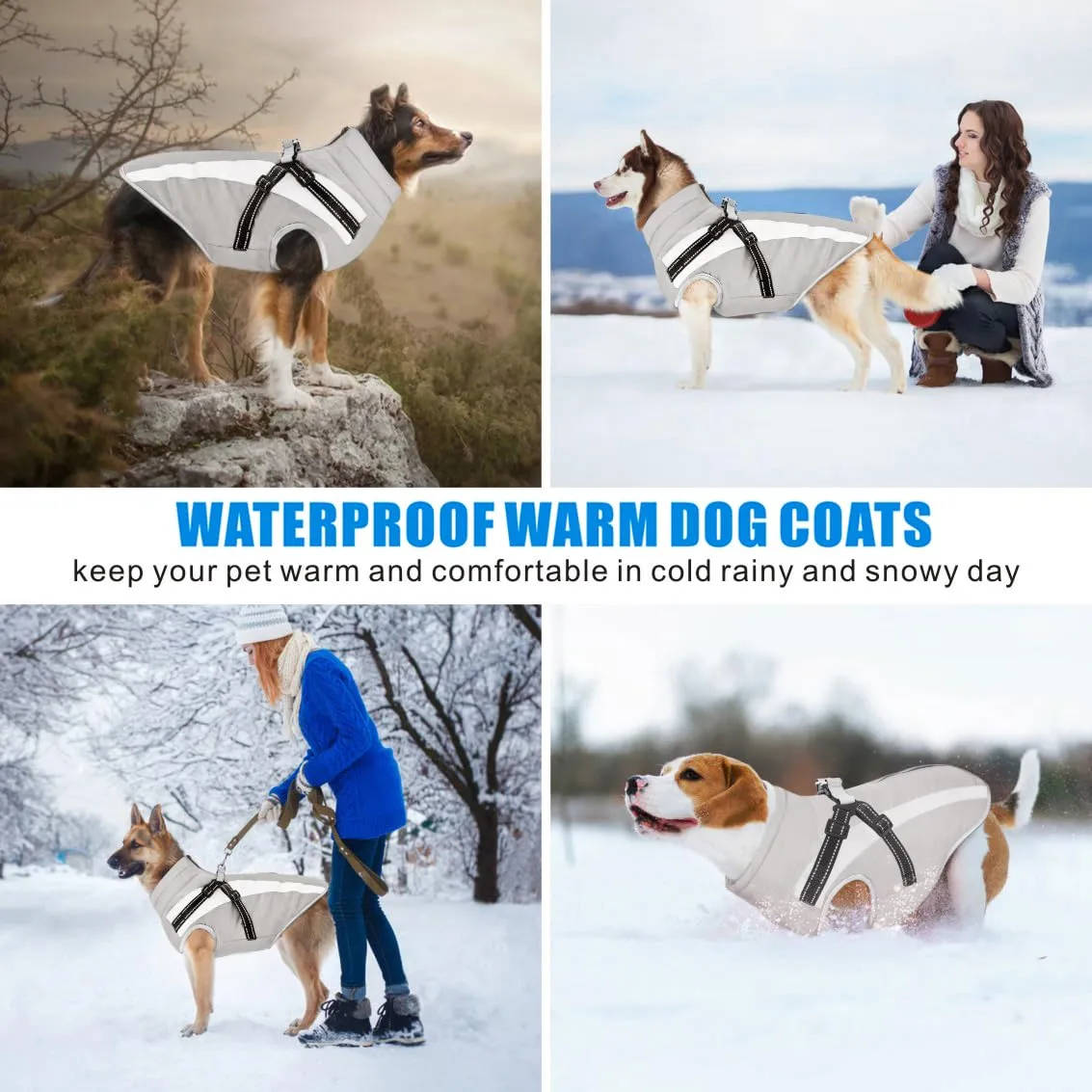 Oslueidy Cappotto Impermeabile per Cane con Harness, Giacca Invernale Calda e Antivento, 3XL - immagine 6