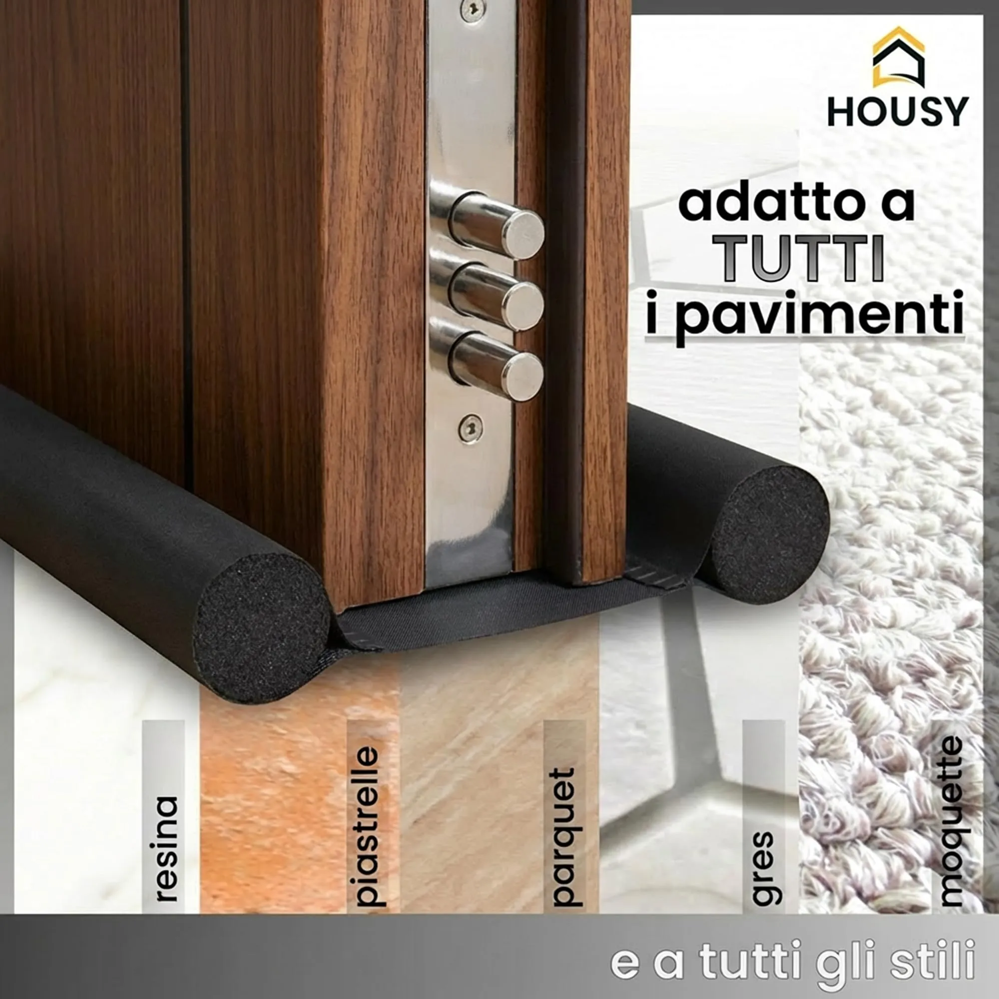 HOUSY Paraspifferi Sottoporta per Porte Blindate o Ingresso, fino a 10cm di Spessore, Lunghezza 90cm - immagine 3